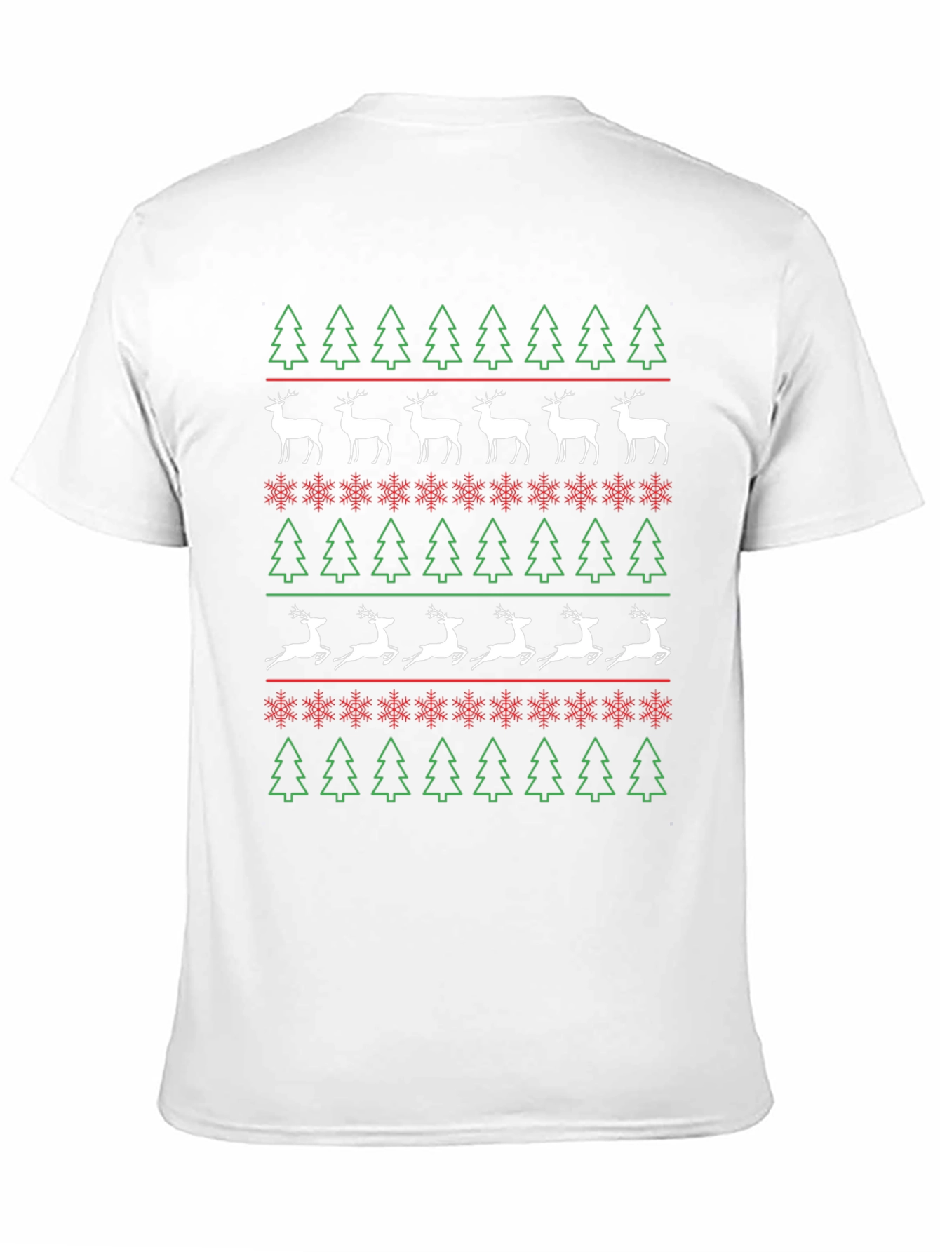 Christmas Tree & Reindeer Pattern T-Shirt