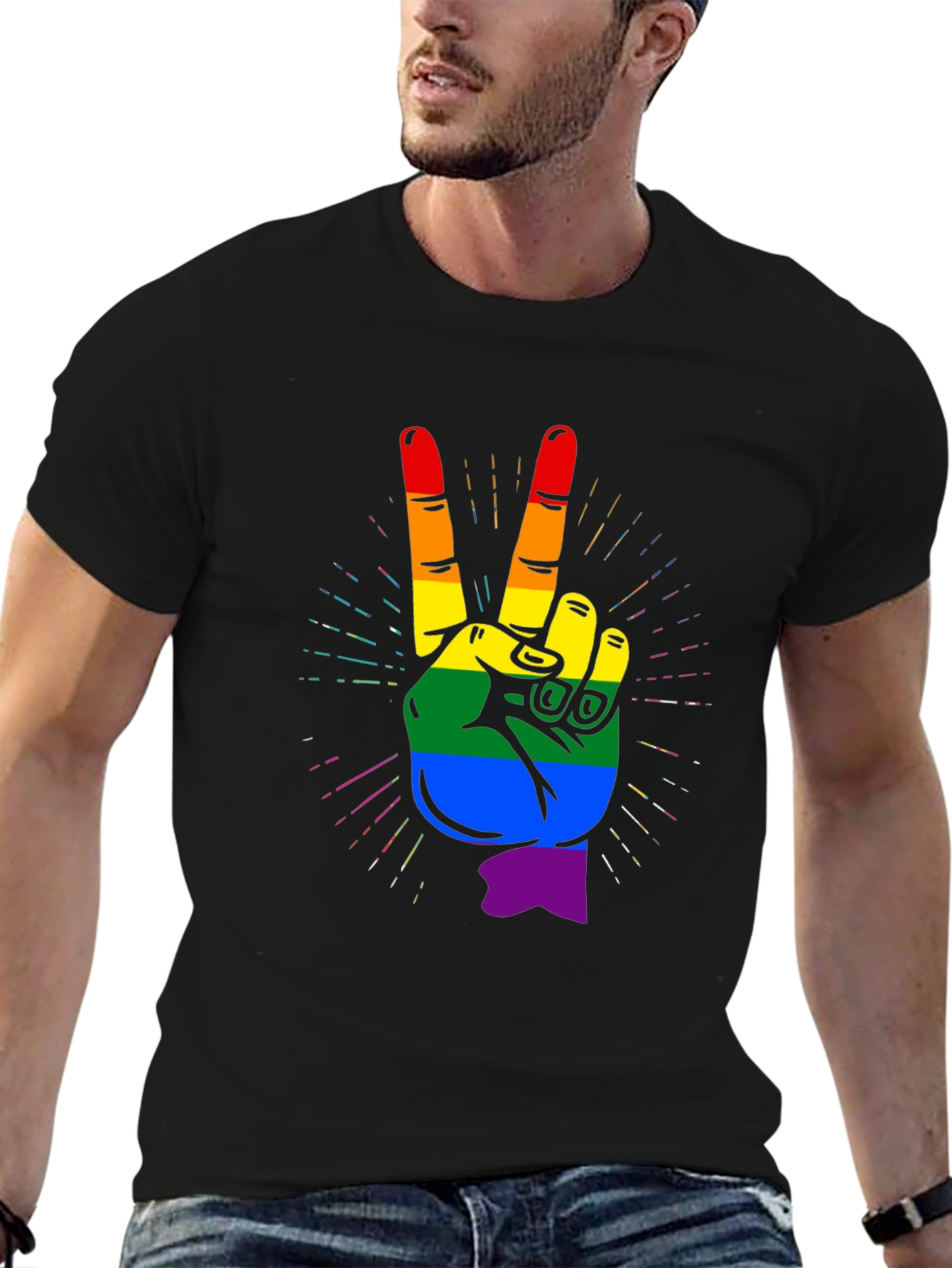 LGBTQ+ Pride Hand Peace Sign T-Shirt