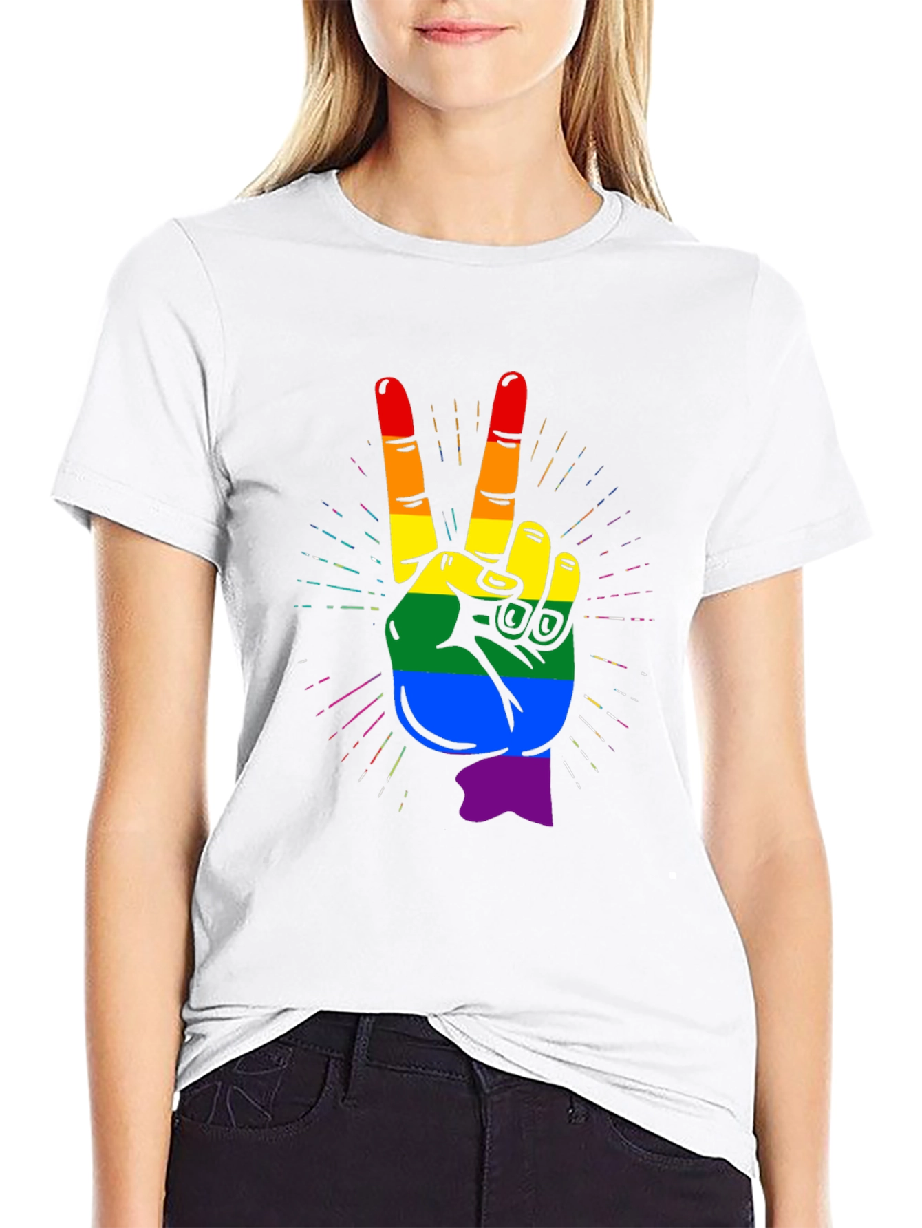 LGBTQ+ Pride Hand Peace Sign T-Shirt