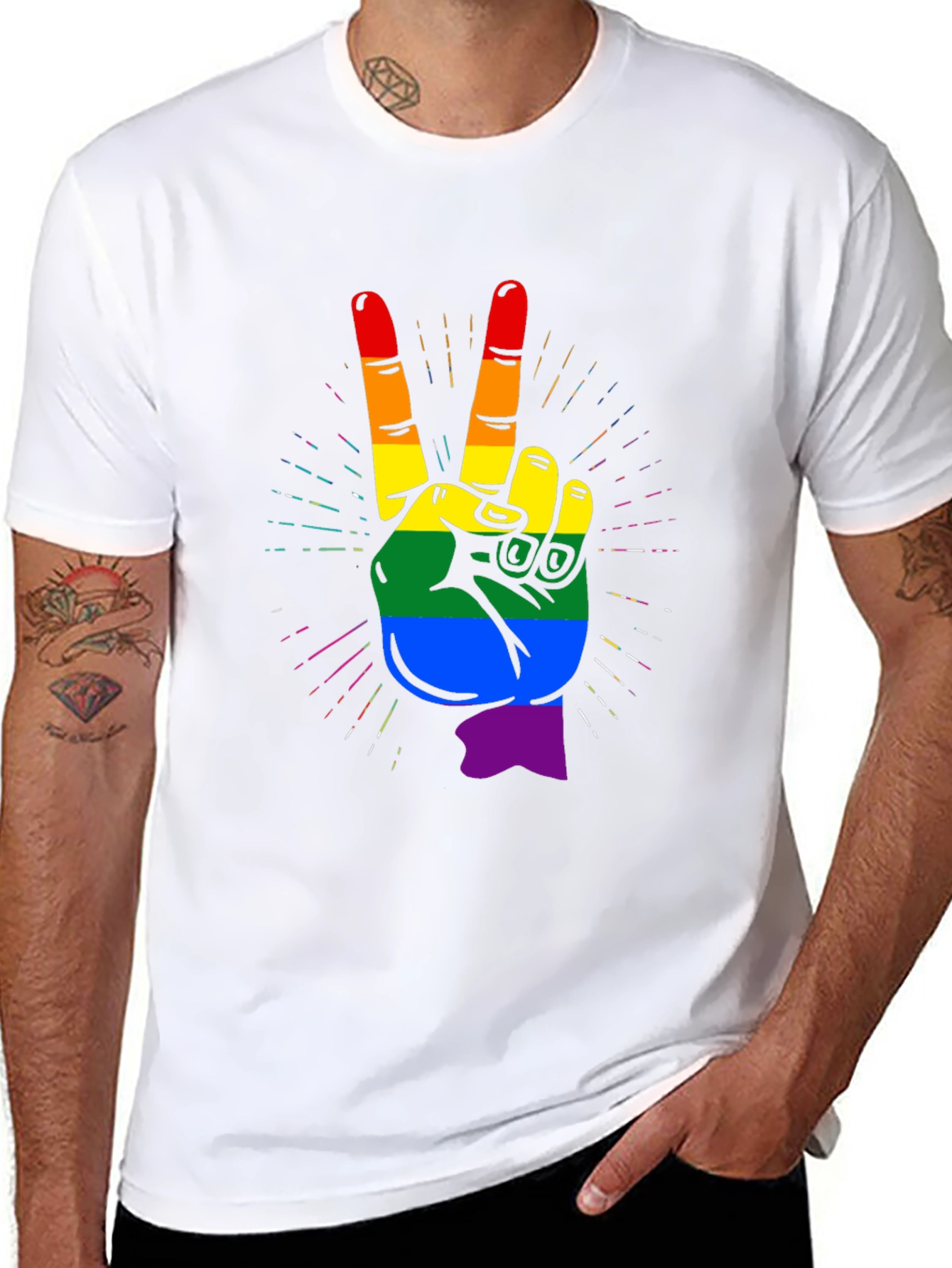 LGBTQ+ Pride Hand Peace Sign T-Shirt