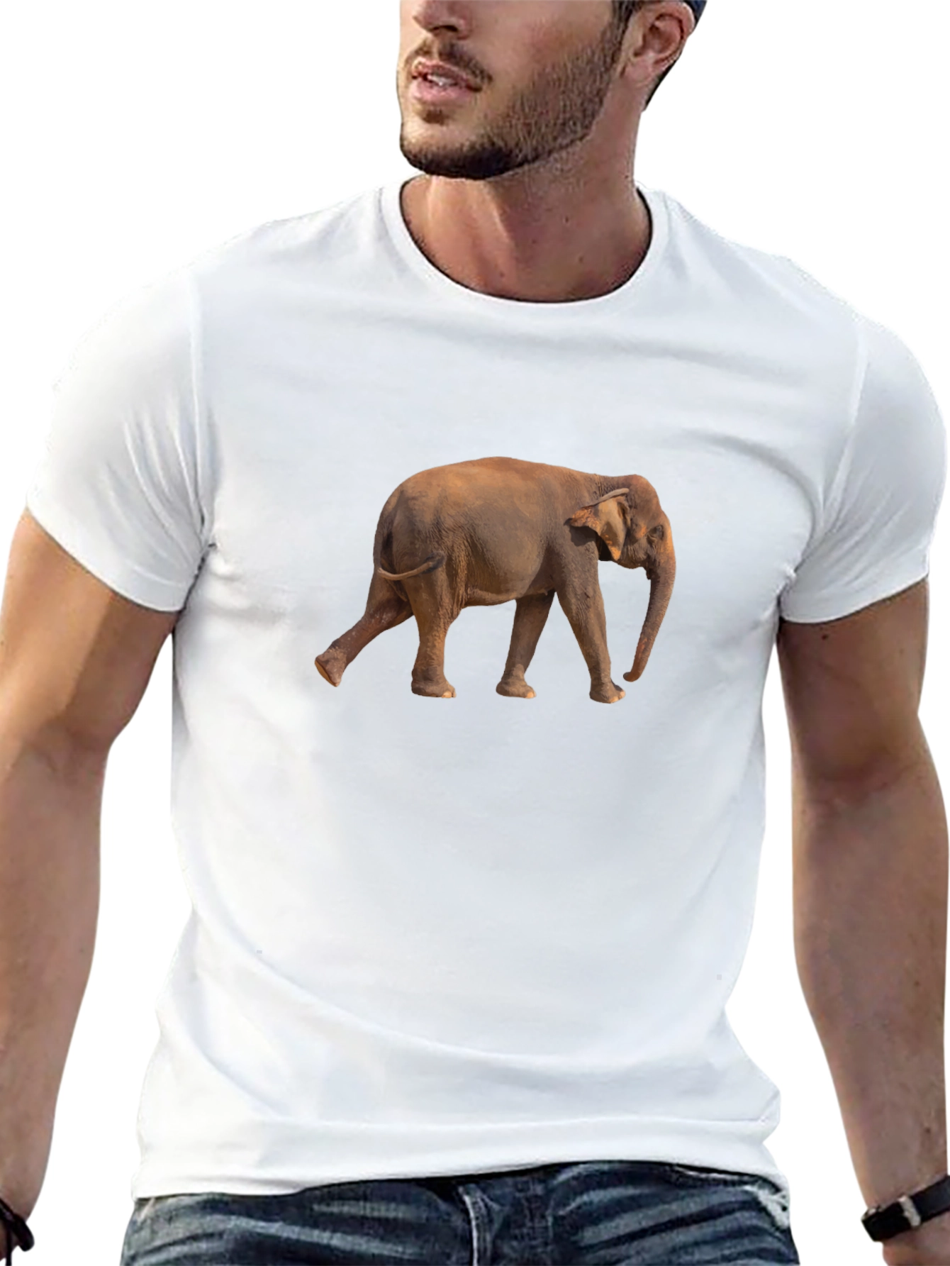 Mens Black Elephant Graphic Tee