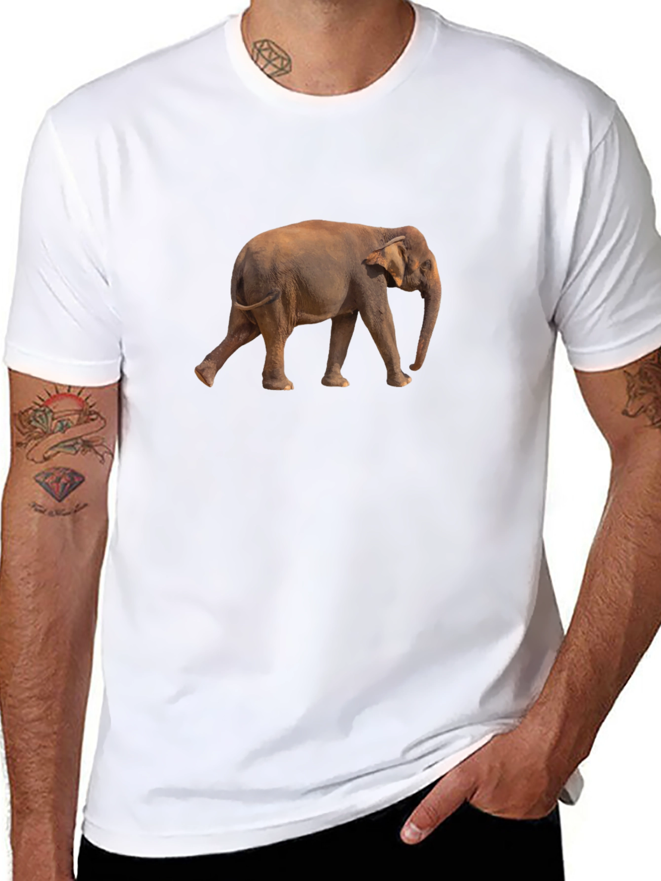 Mens Black Elephant Graphic Tee