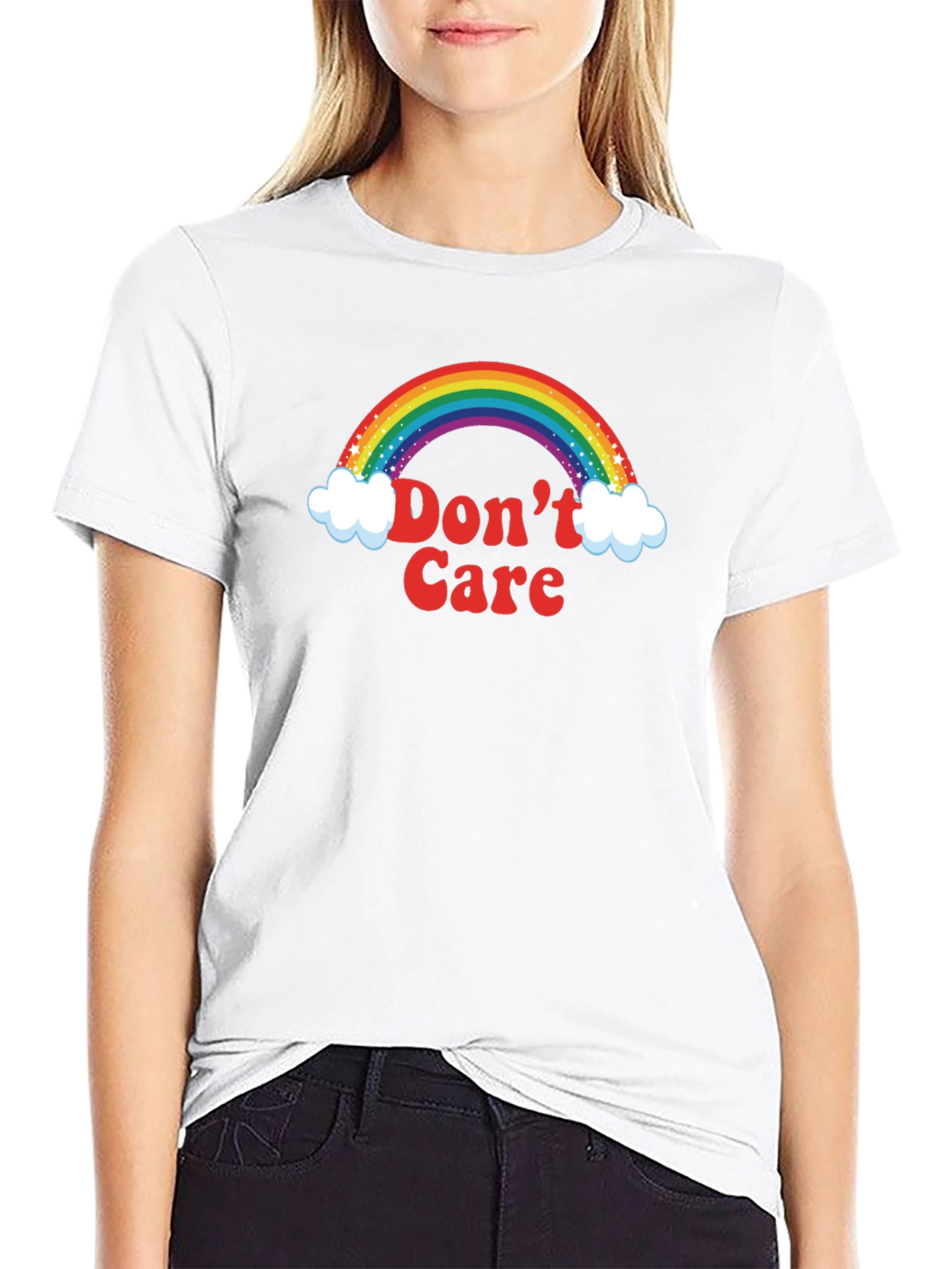 Dont Care Rainbow Graphic Tee