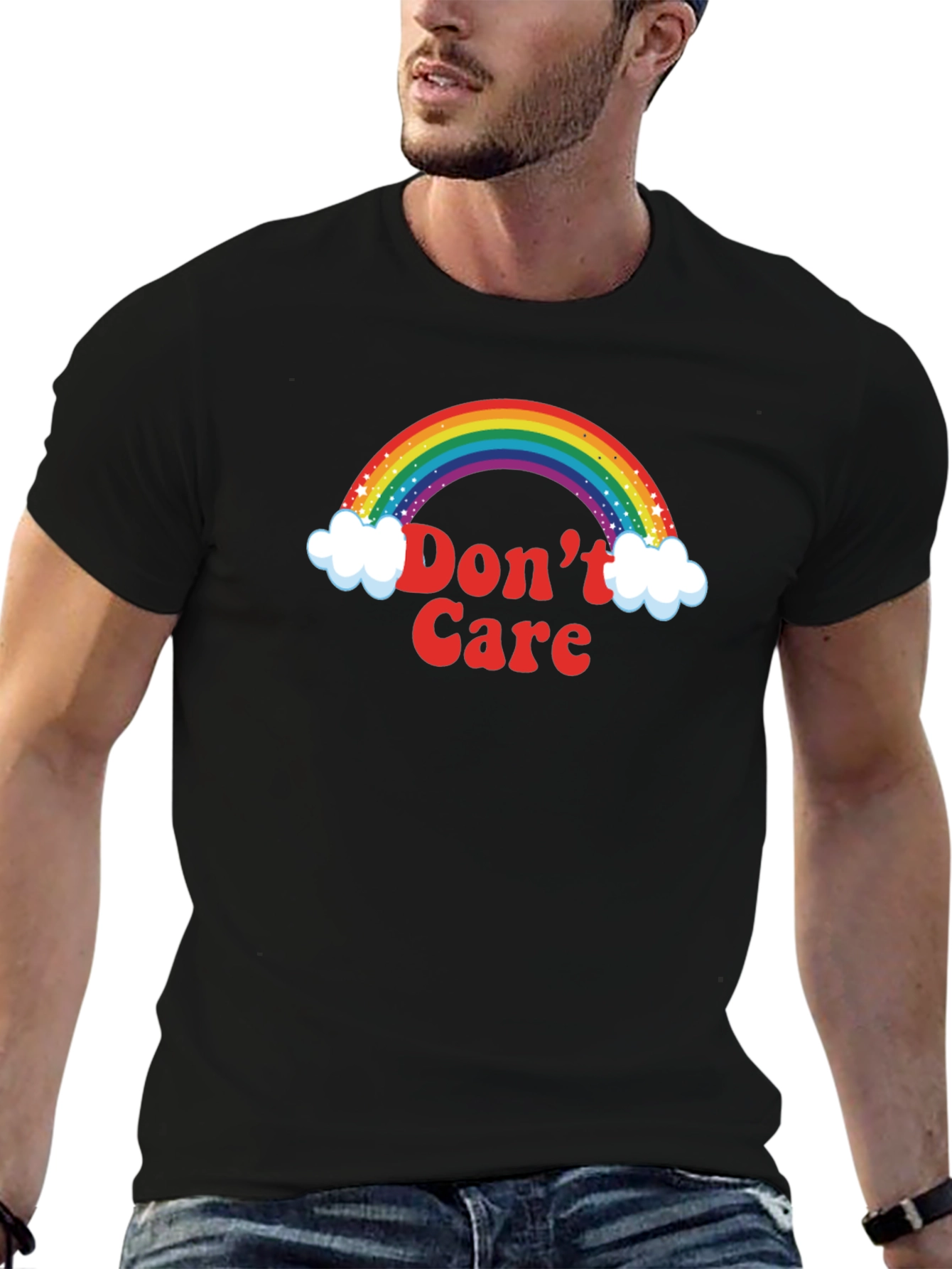Dont Care Rainbow Graphic Tee