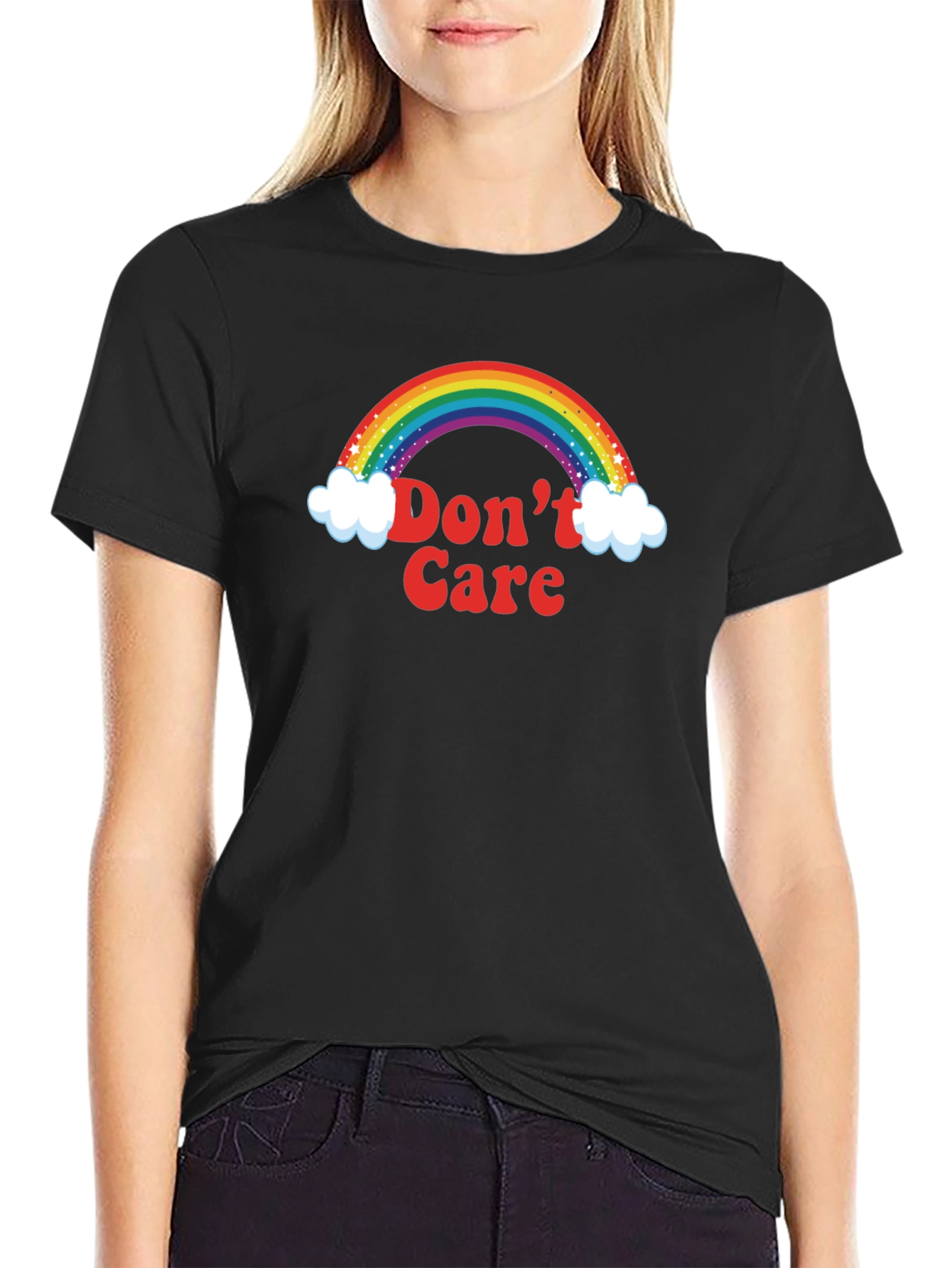 Dont Care Rainbow Graphic Tee