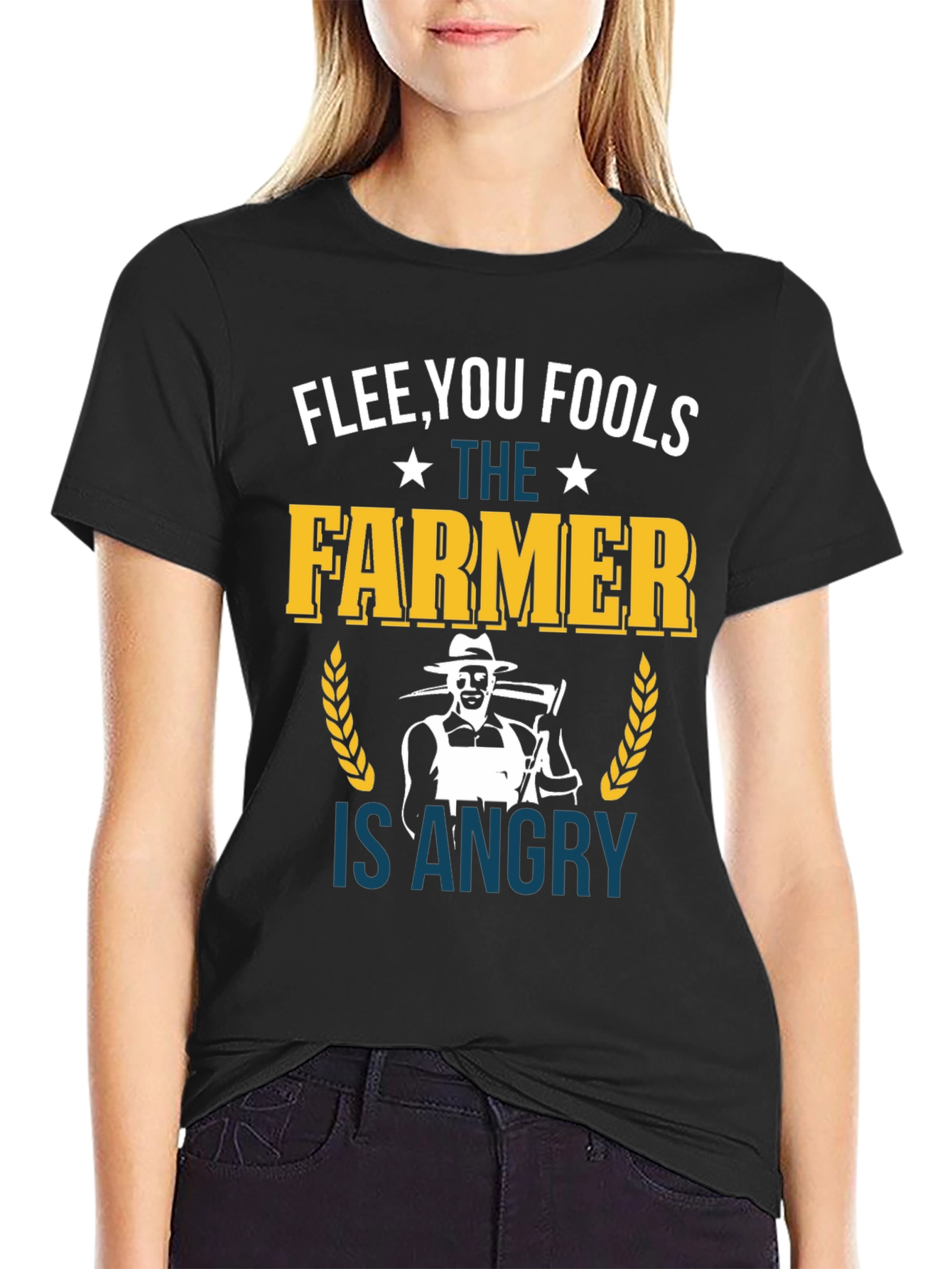 Flee You Fools Angry Farmer T-Shirt