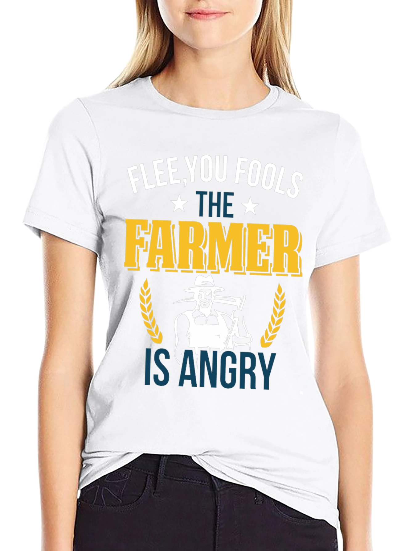 Flee You Fools Angry Farmer T-Shirt