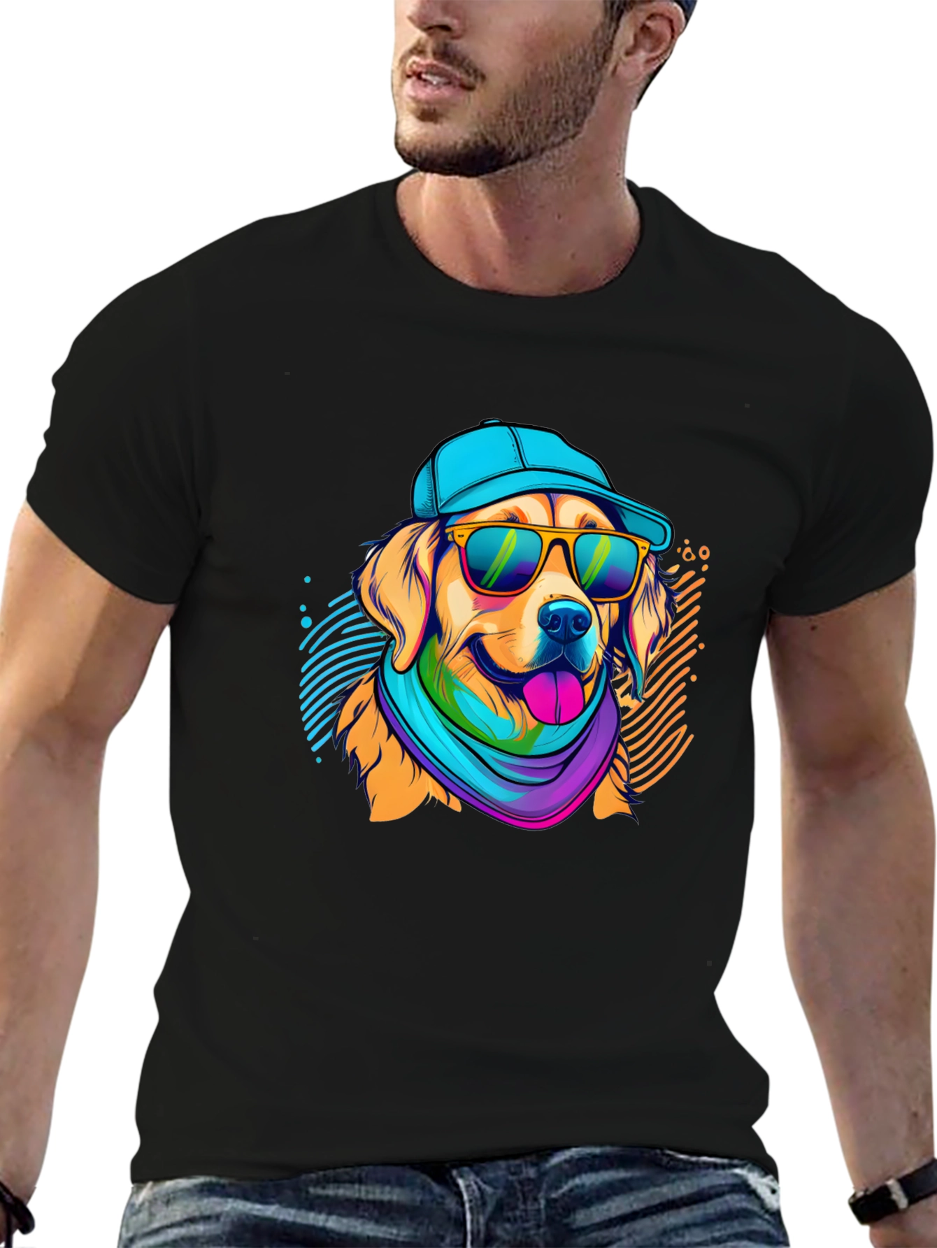 Cool Dog Graphic Tee - Mens Black T-Shirt