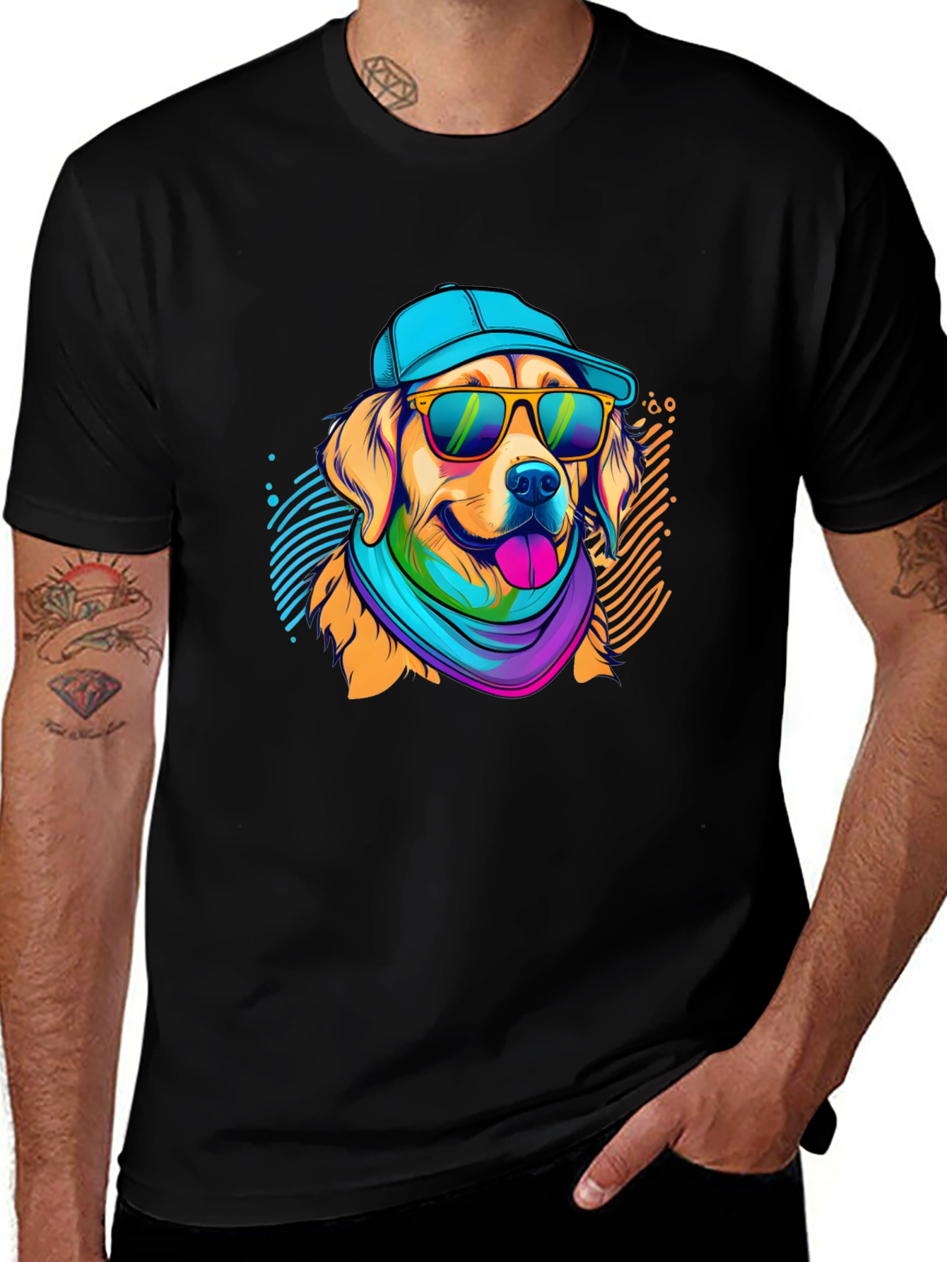 Cool Dog Graphic Tee - Mens Black T-Shirt