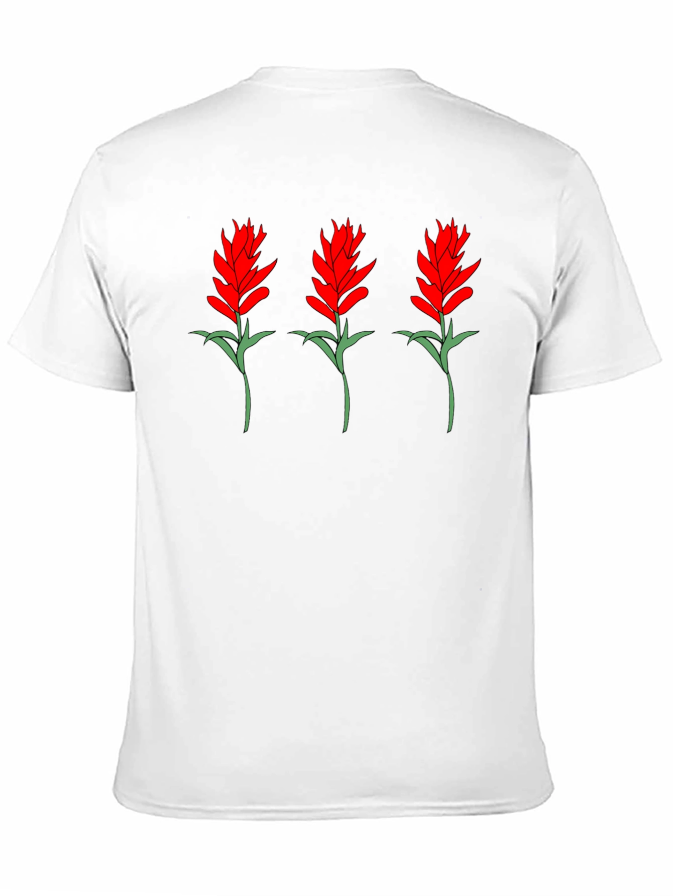Floral Print Tee - Red Flower Bouquet Design