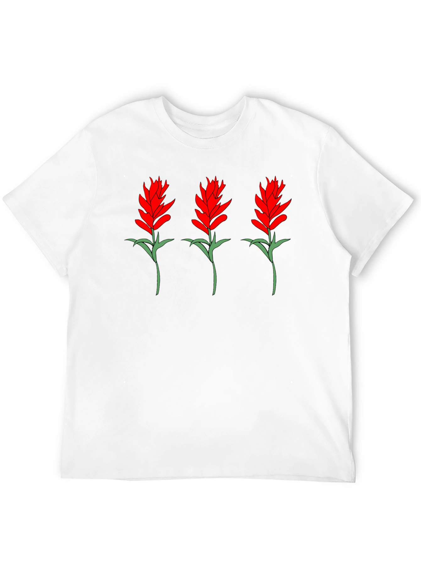 Floral Print Tee - Red Flower Bouquet Design
