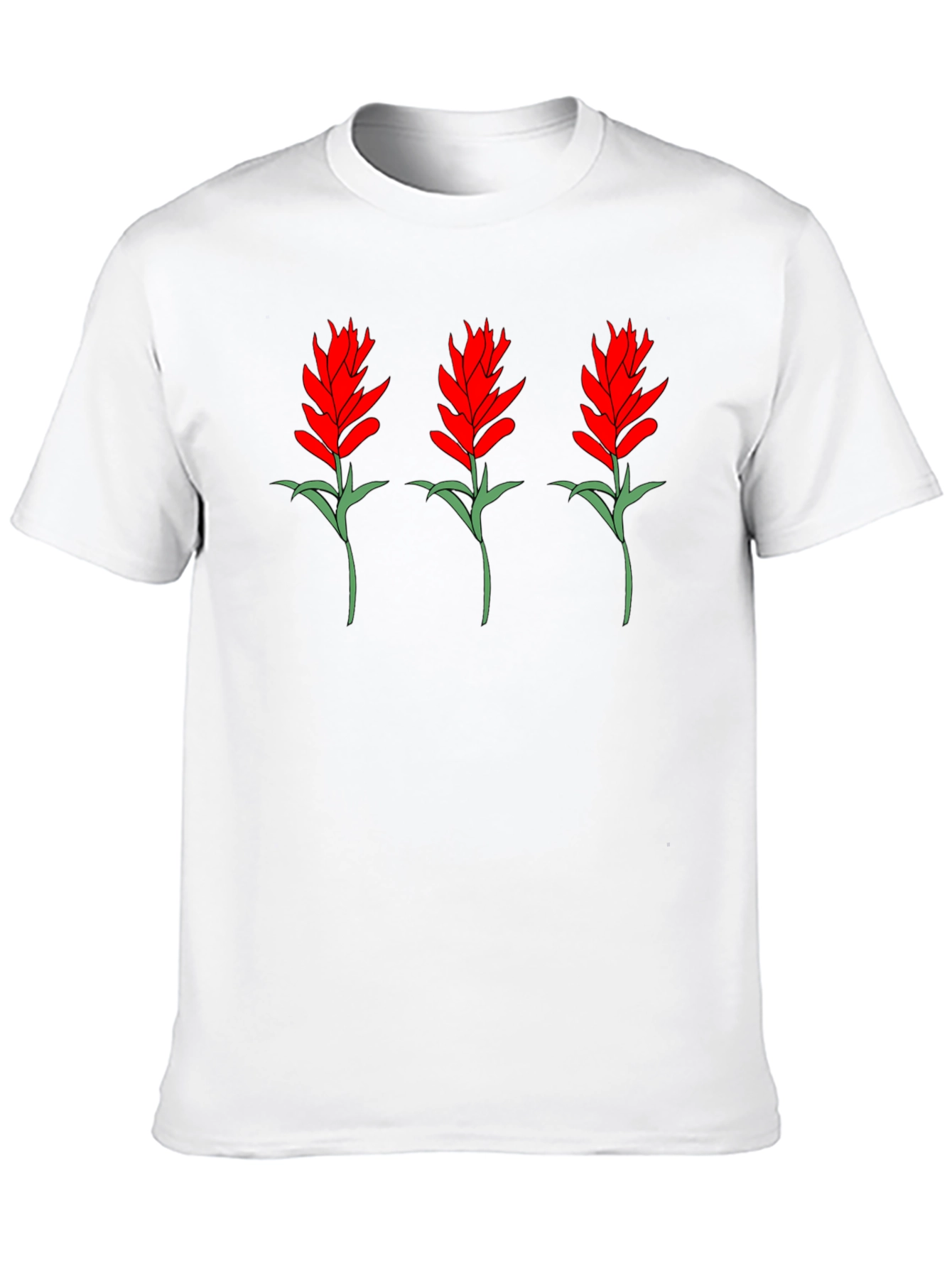Floral Print Tee - Red Flower Bouquet Design