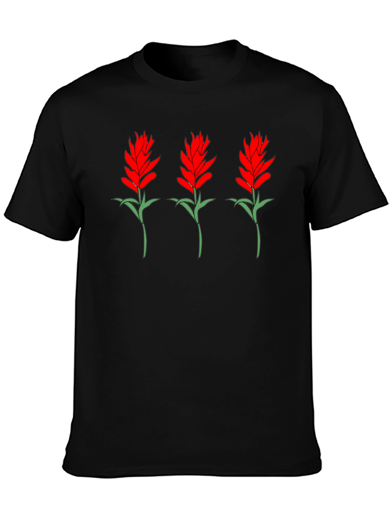 Floral Print Tee - Red Flower Bouquet Design