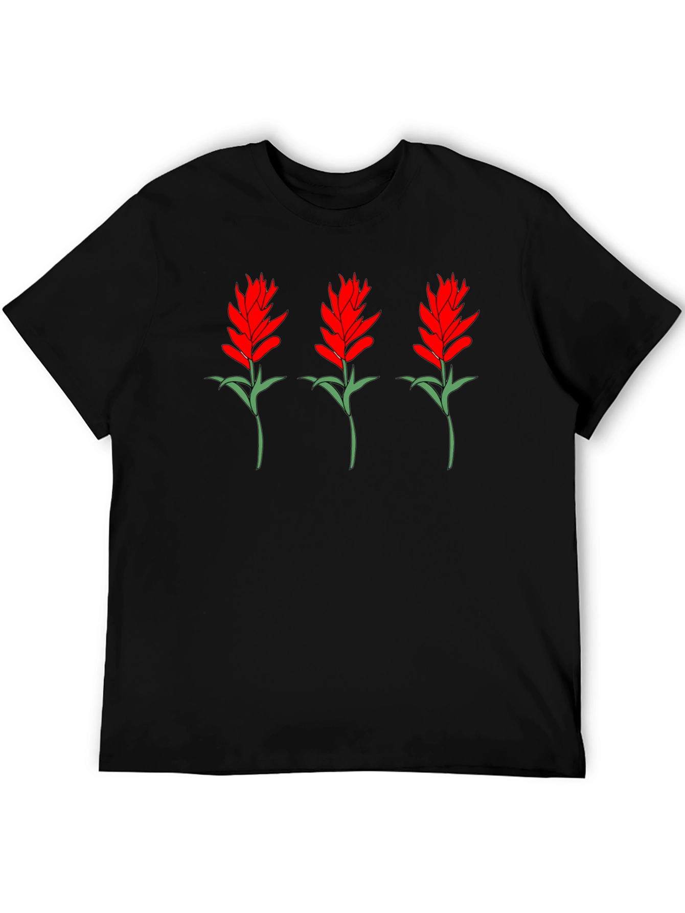 Floral Print Tee - Red Flower Bouquet Design
