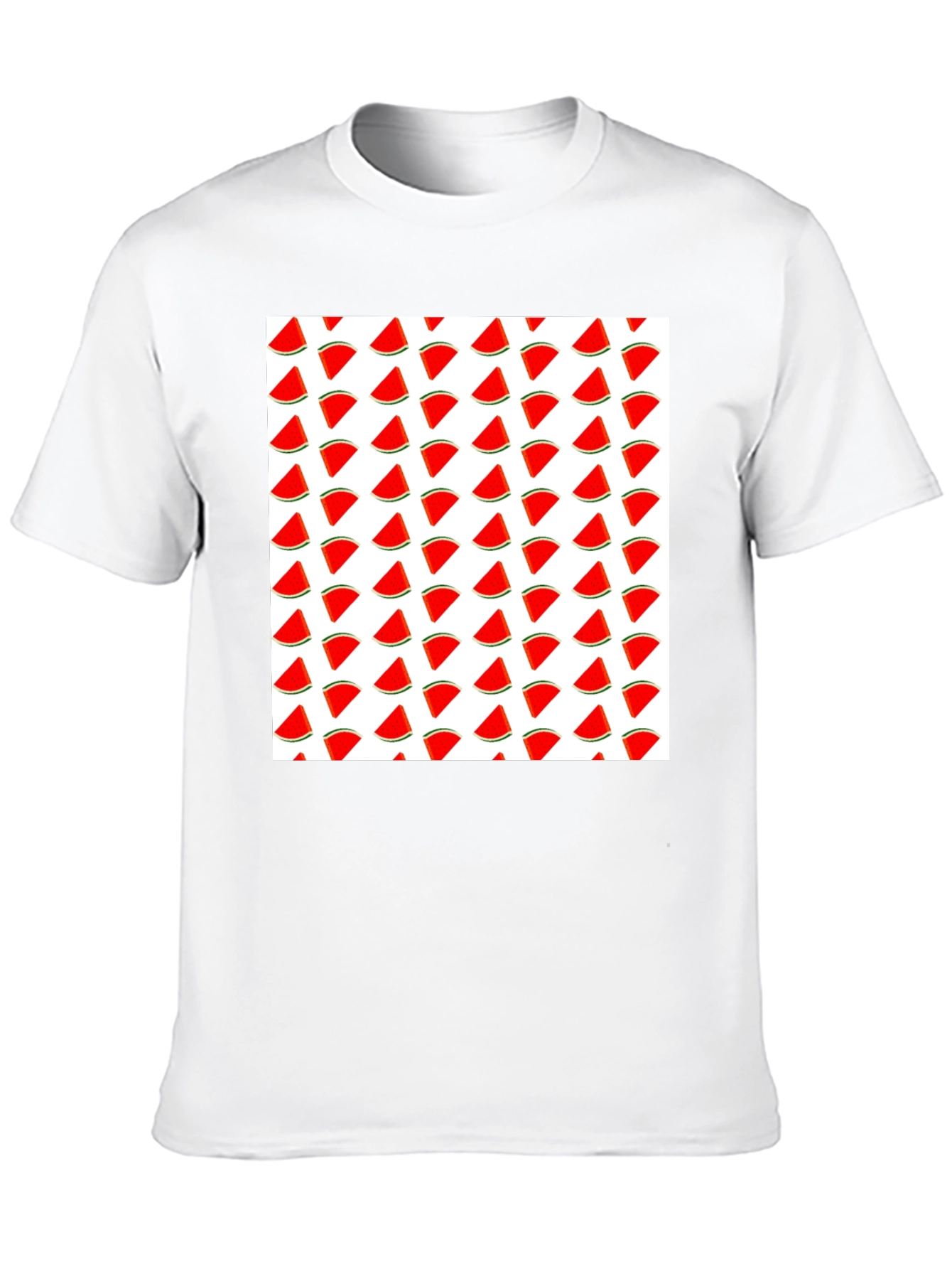Watermelon Slice Pattern T-Shirt - Black Cotton Tee