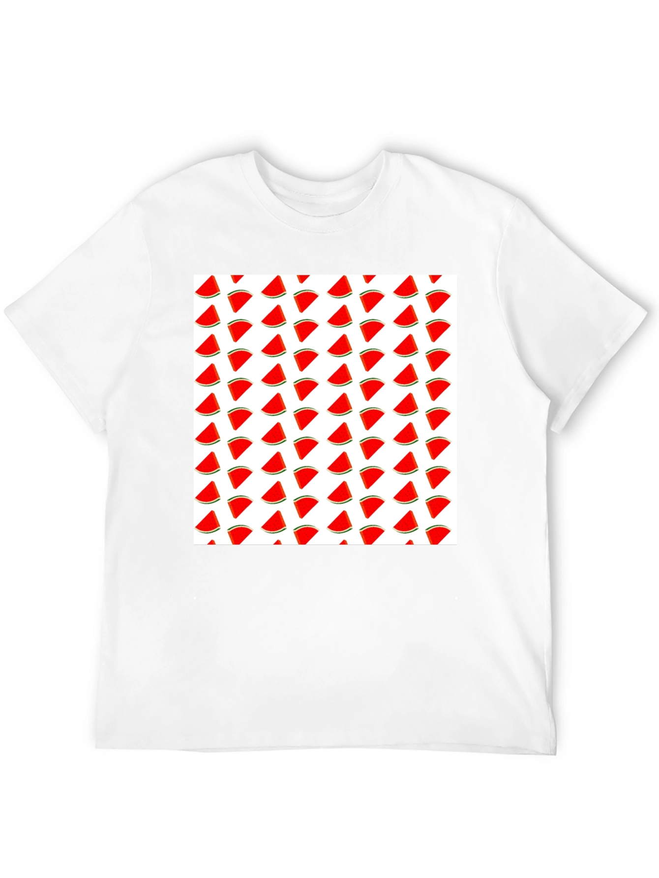 Watermelon Slice Pattern T-Shirt - Black Cotton Tee