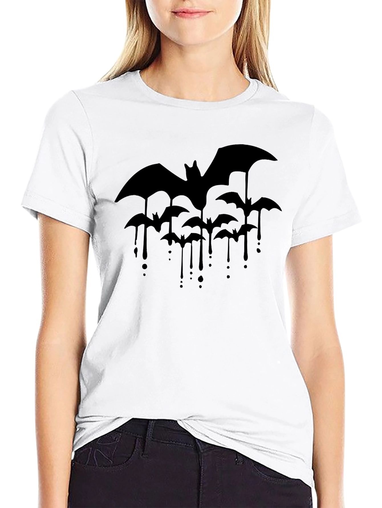 Mens Black Bat Graphic T-Shirt