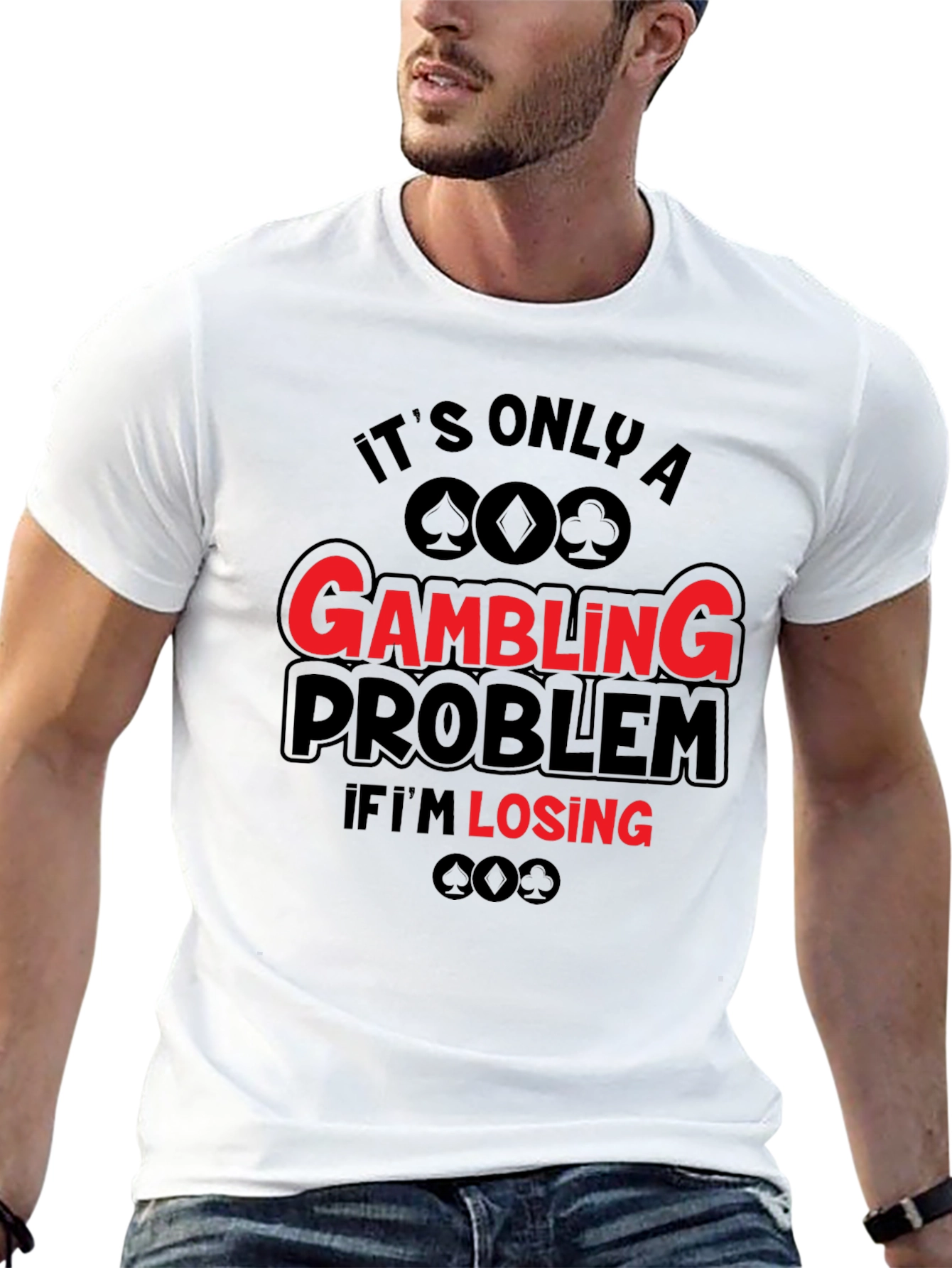 Gambling Problem Funny T-Shirt - Black