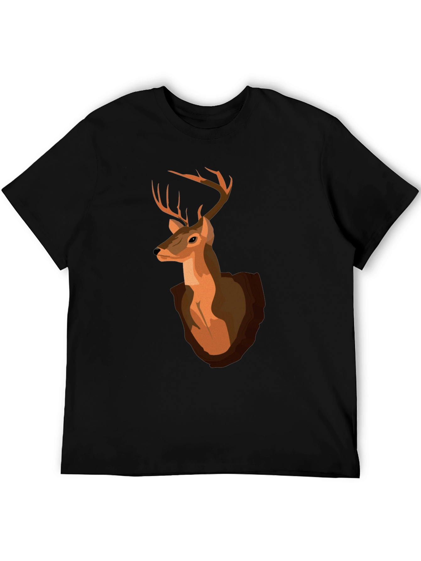 Deer Head Graphic T-Shirt - Black Cotton Tee