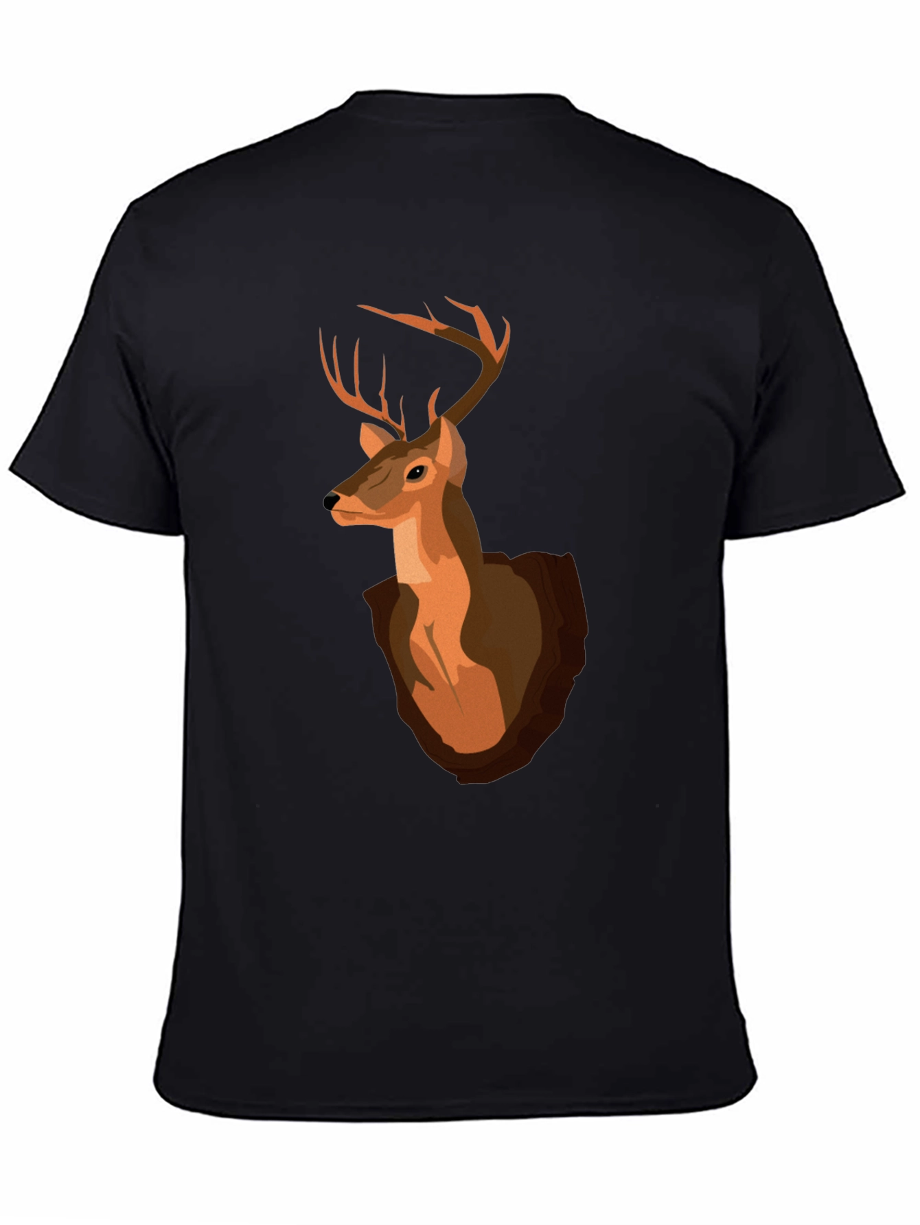 Deer Head Graphic T-Shirt - Black Cotton Tee