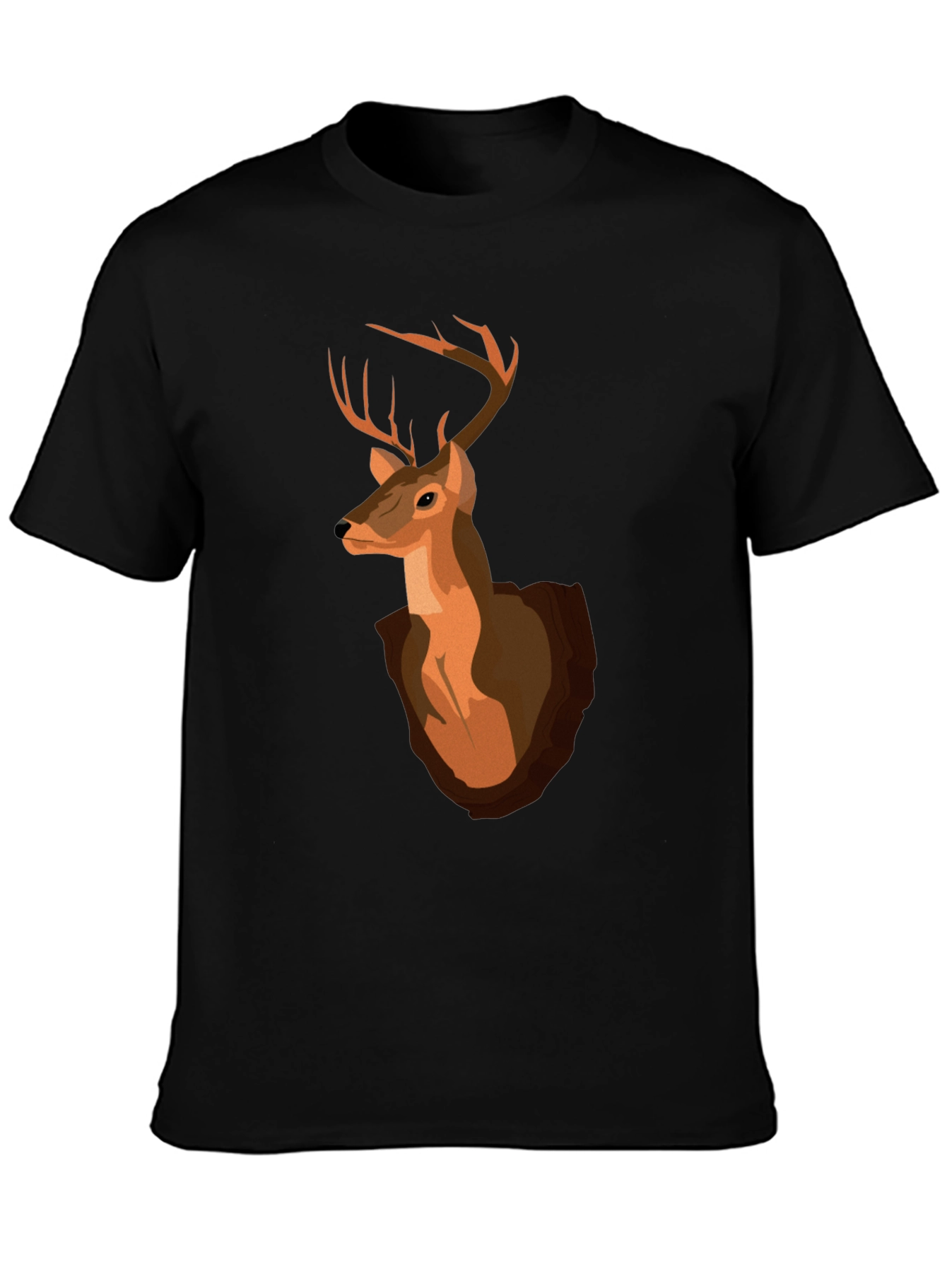 Deer Head Graphic T-Shirt - Black Cotton Tee