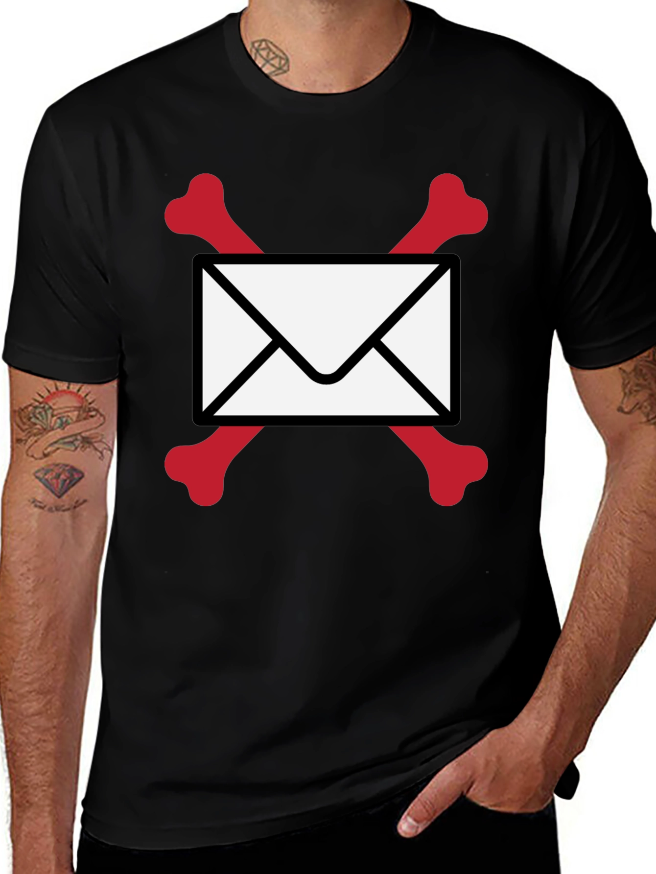 Skull & Bones Email T-Shirt - Black