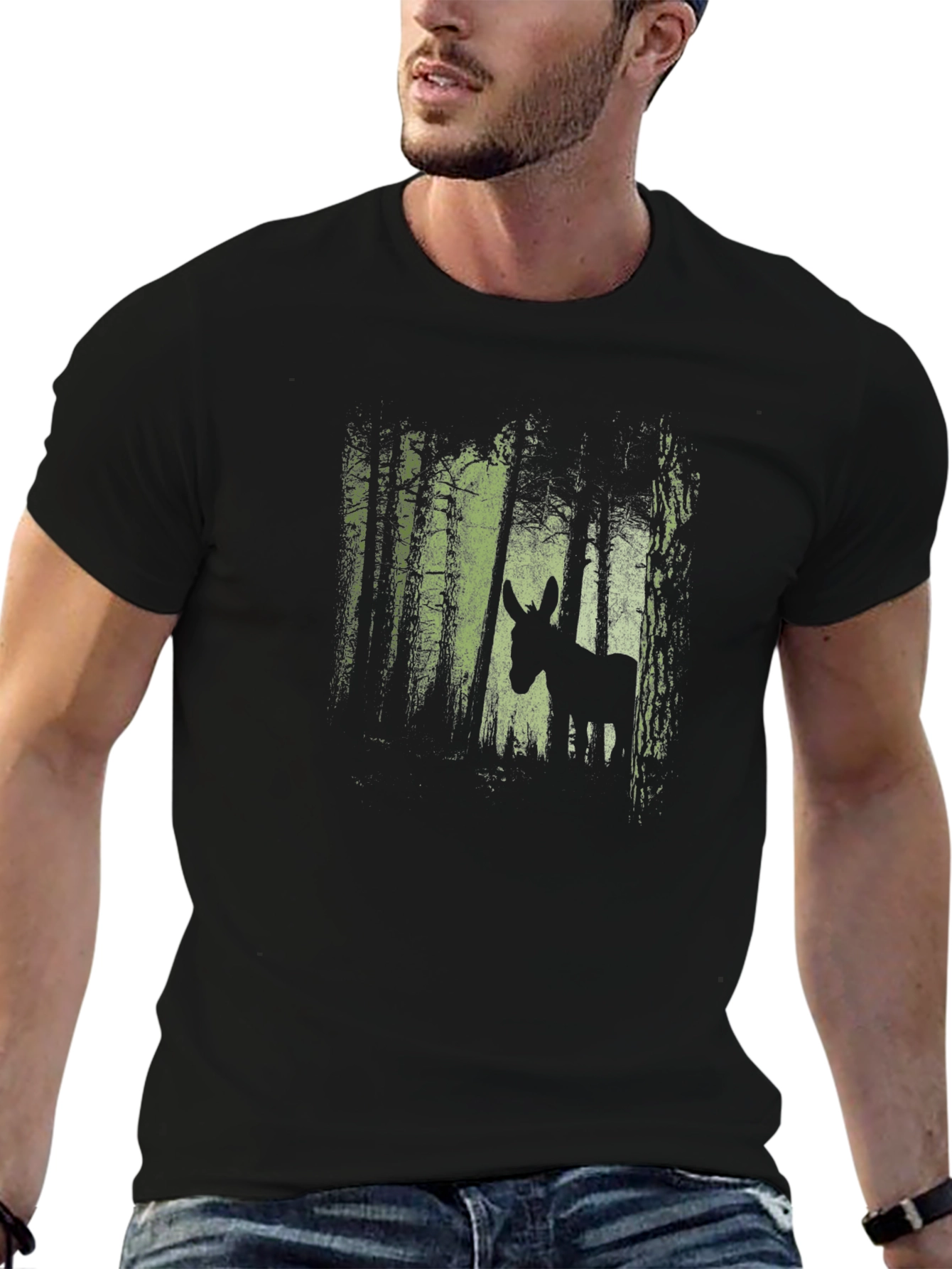 Donkey in Forest Graphic Tee - Black
