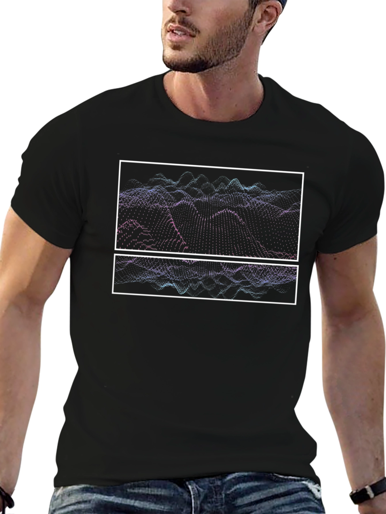 Abstract Waveform Graphic Tee - Black