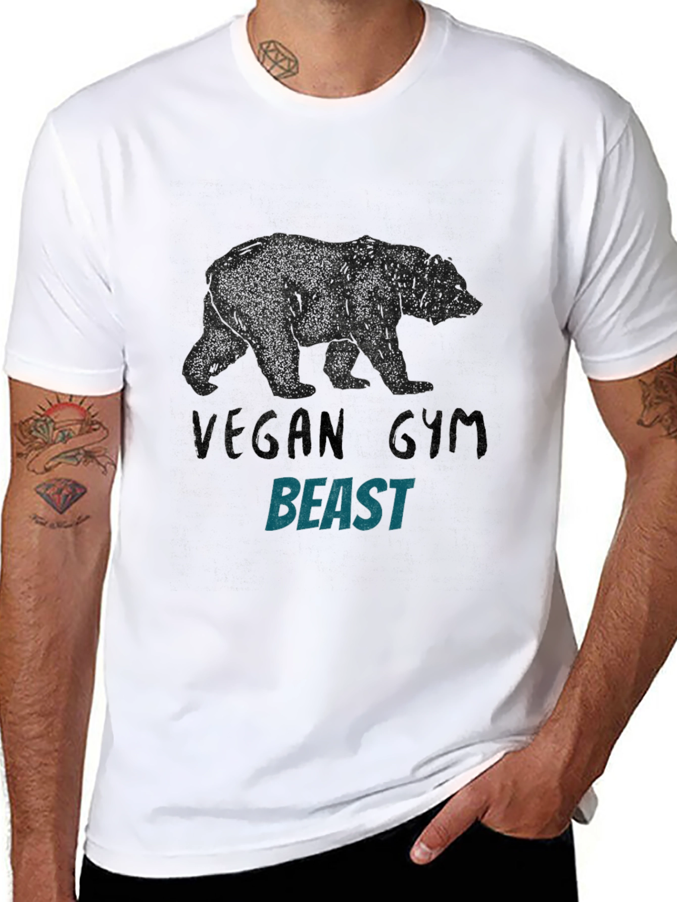 Vegan Gym Beast Graphic Tee - Black