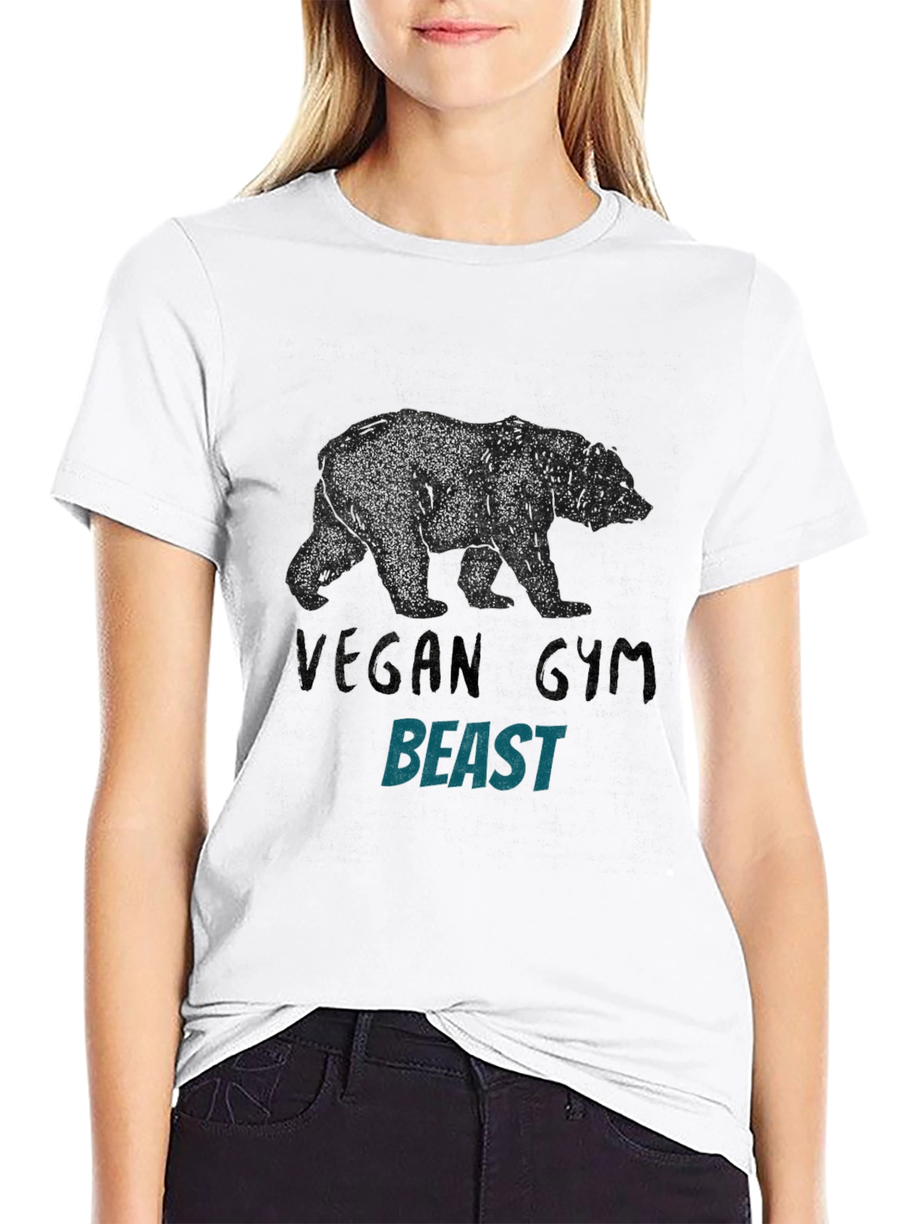 Vegan Gym Beast Graphic Tee - Black