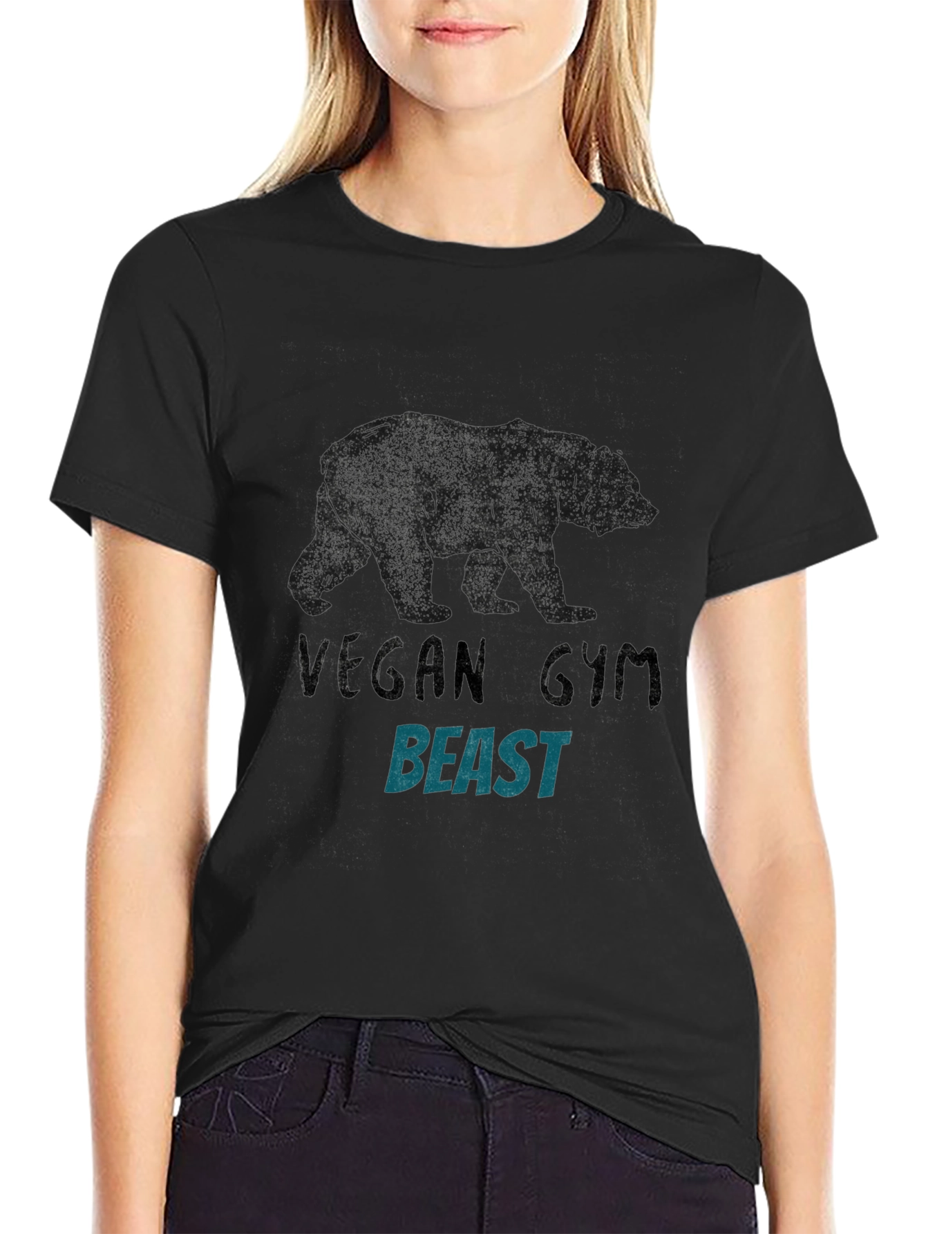 Vegan Gym Beast Graphic Tee - Black