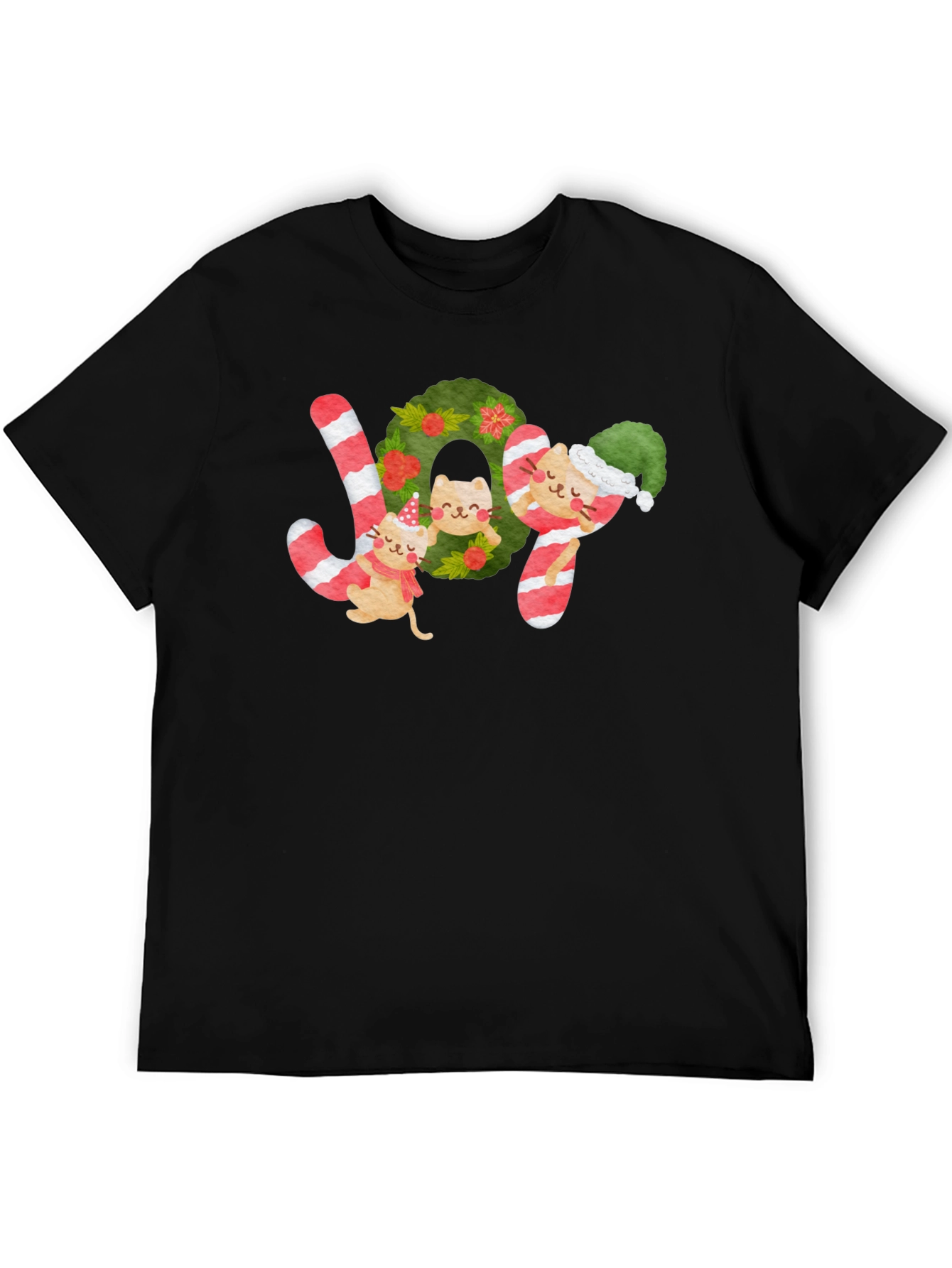 Festive Cat JOY Christmas T-Shirt