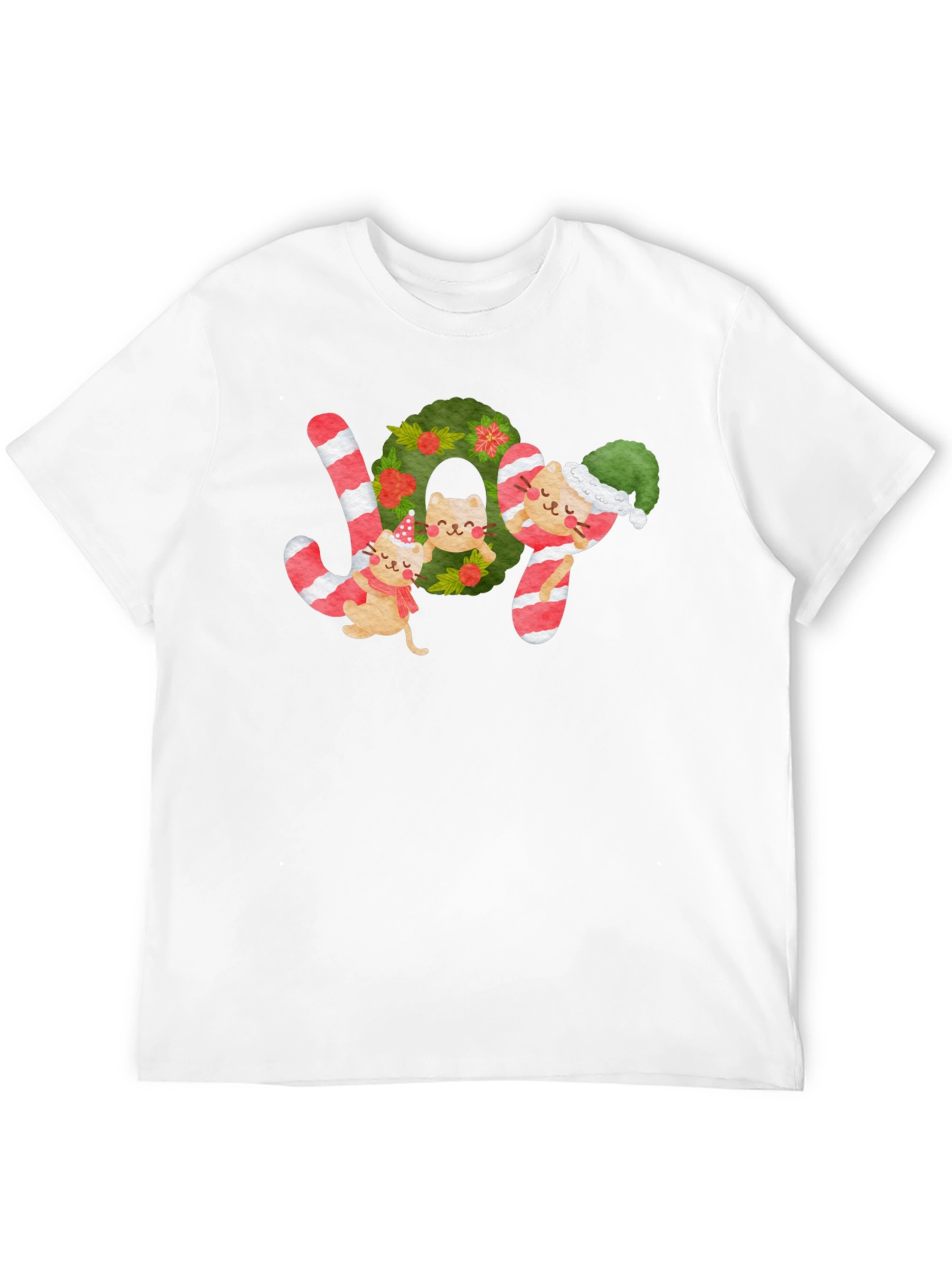 Festive Cat JOY Christmas T-Shirt