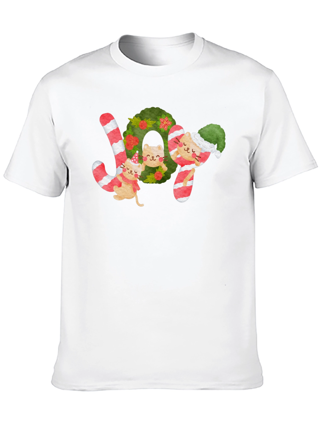 Festive Cat JOY Christmas T-Shirt
