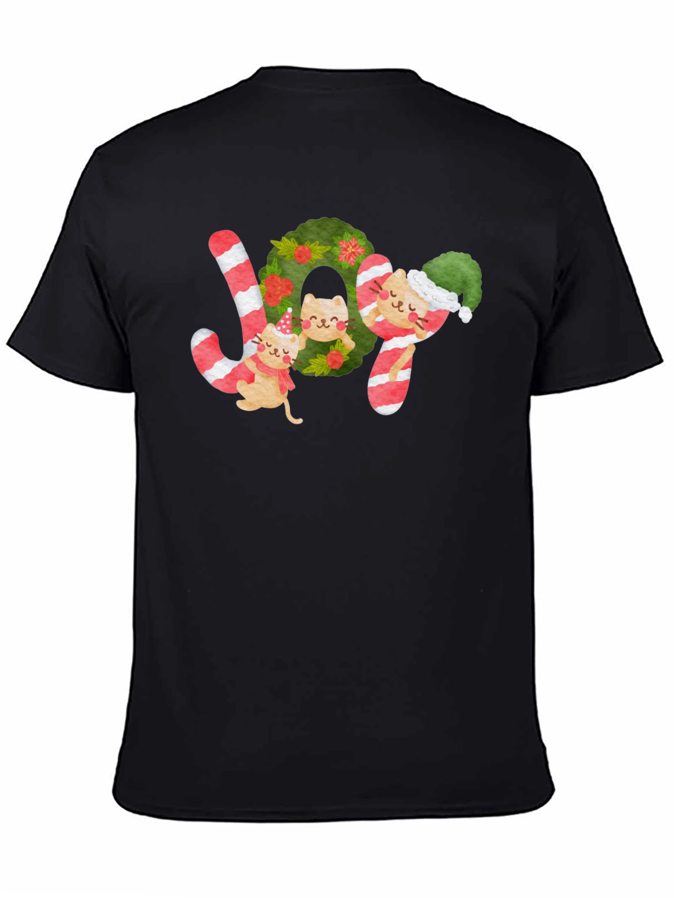 Festive Cat JOY Christmas T-Shirt