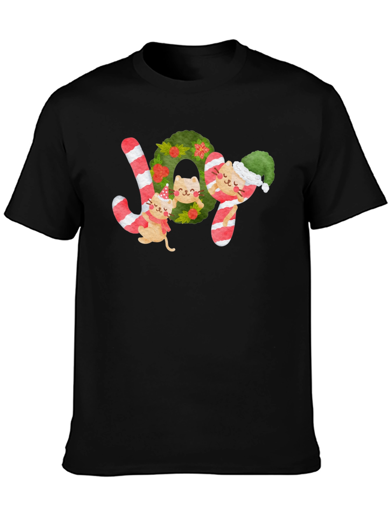 Festive Cat JOY Christmas T-Shirt