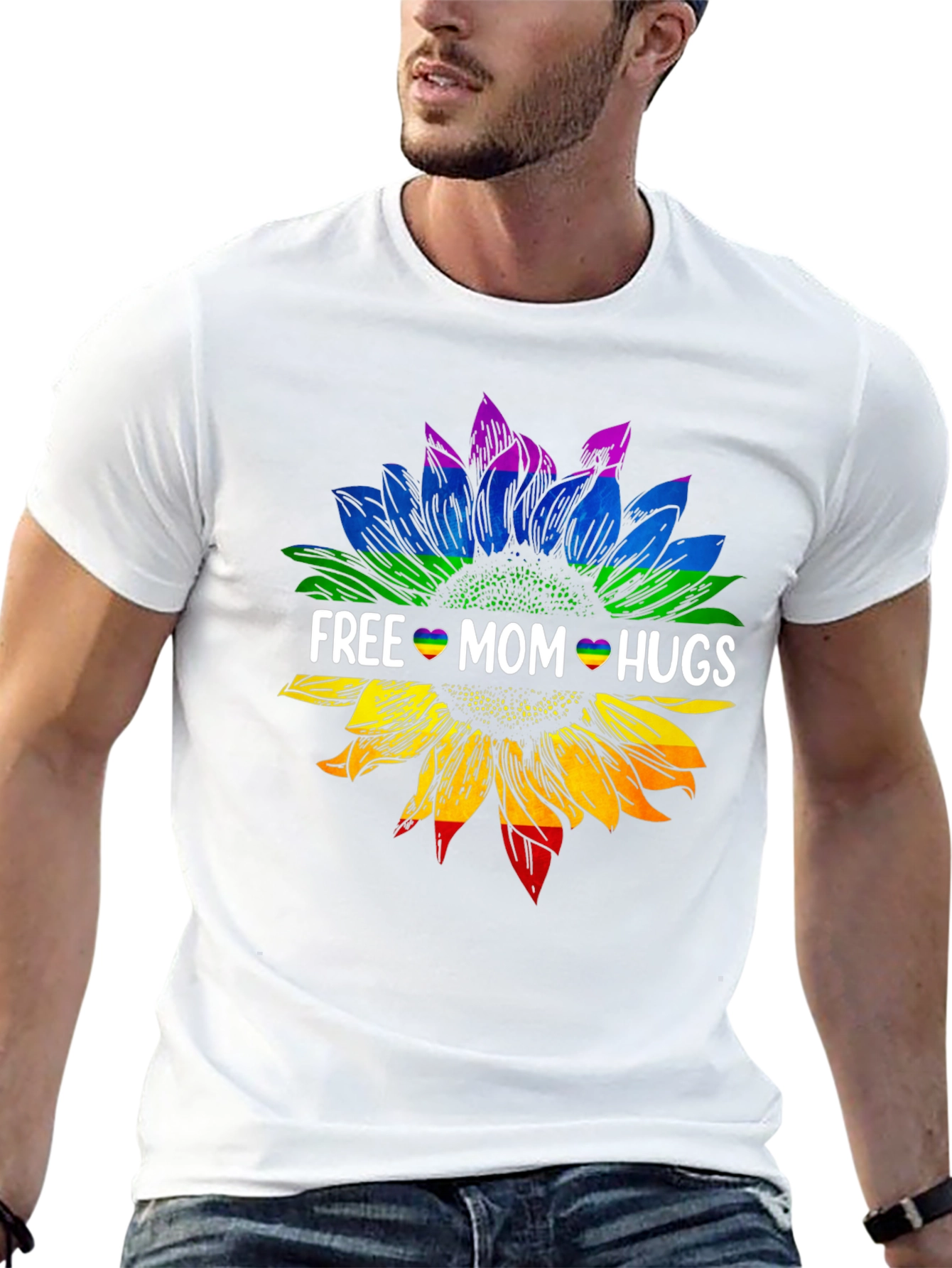 Free Mom Hugs Sunflower Graphic T-Shirt
