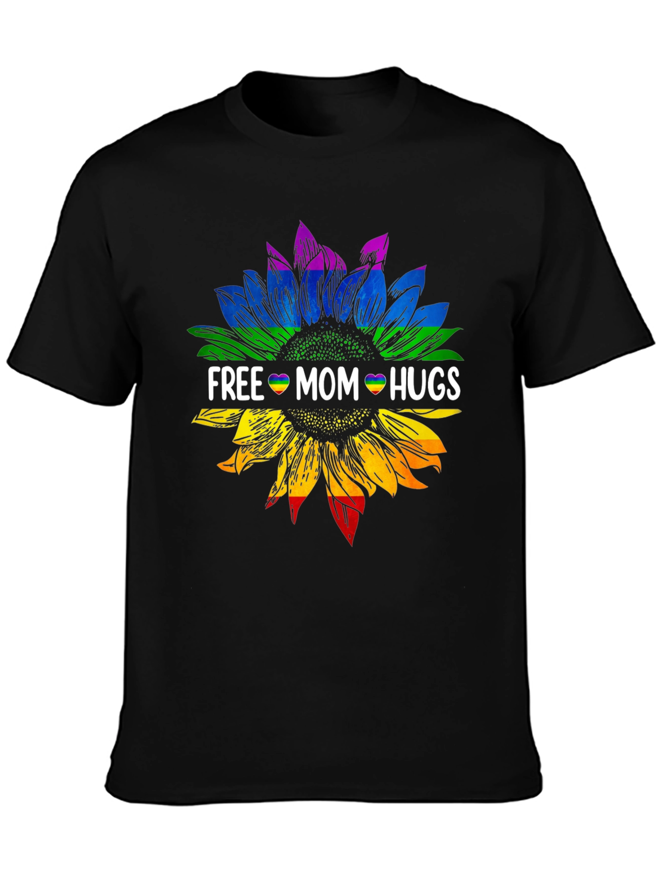 Free Mom Hugs Sunflower Graphic T-Shirt