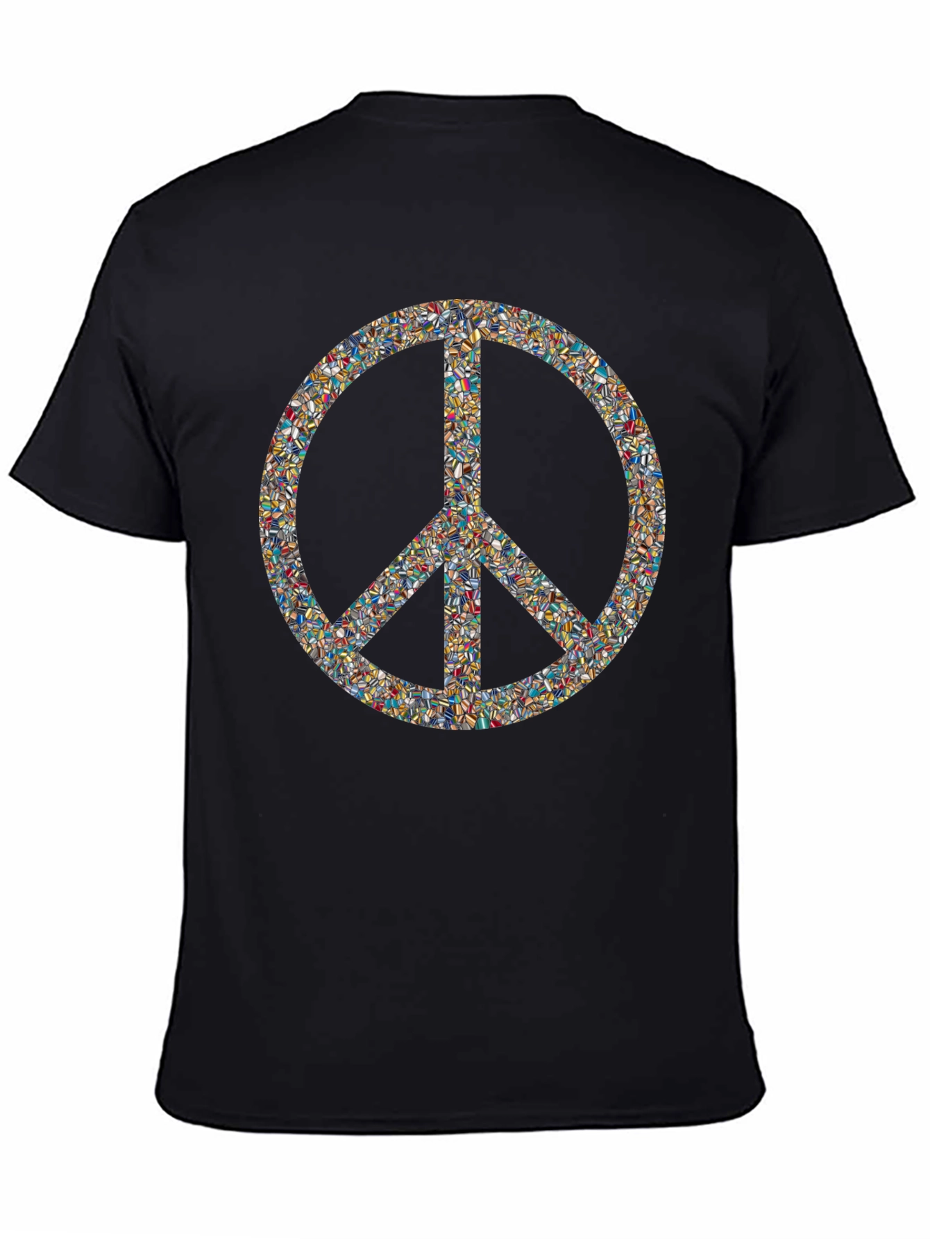 Peace Sign Mosaic Black T-Shirt