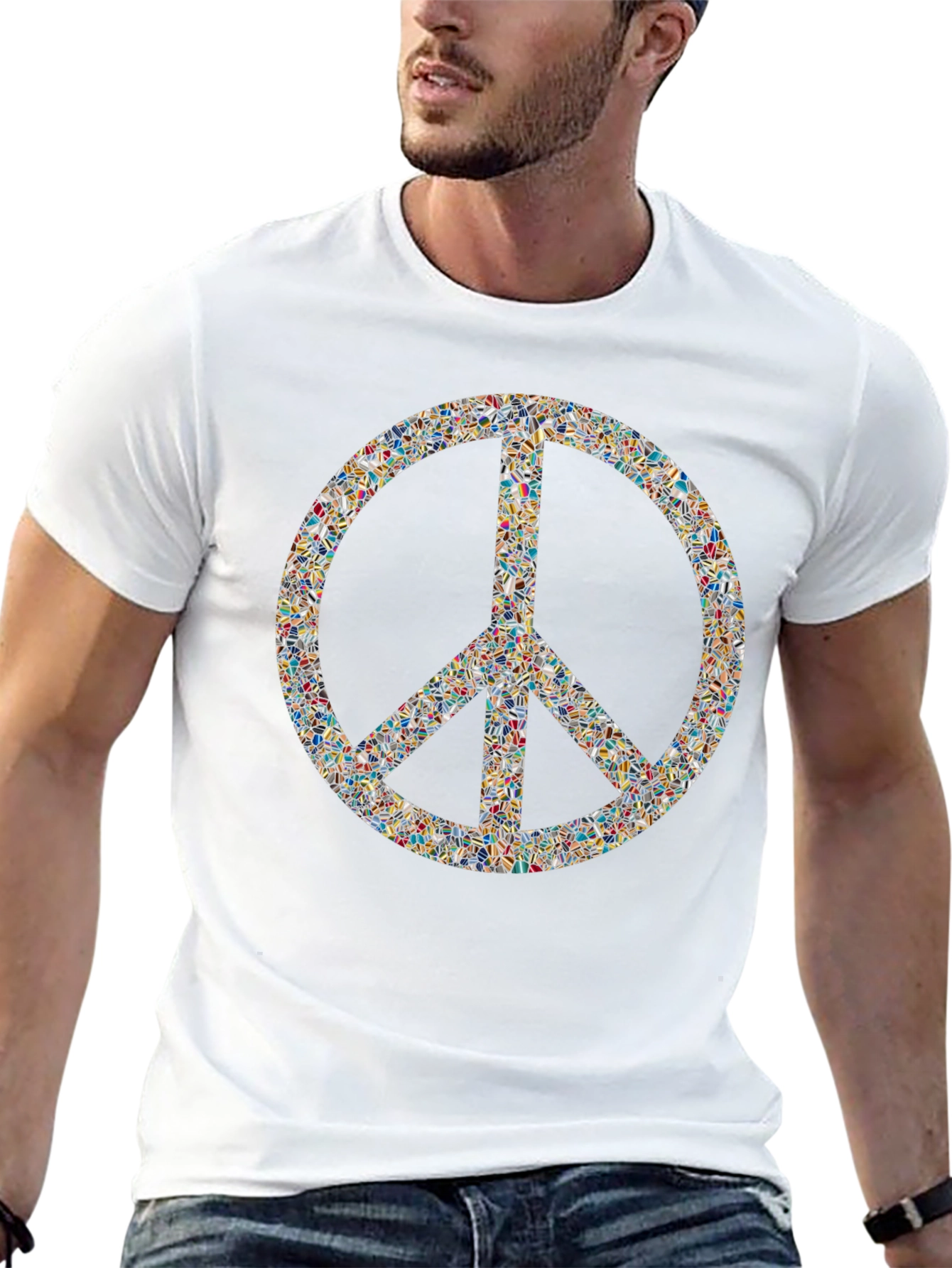 Peace Sign Mosaic Black T-Shirt