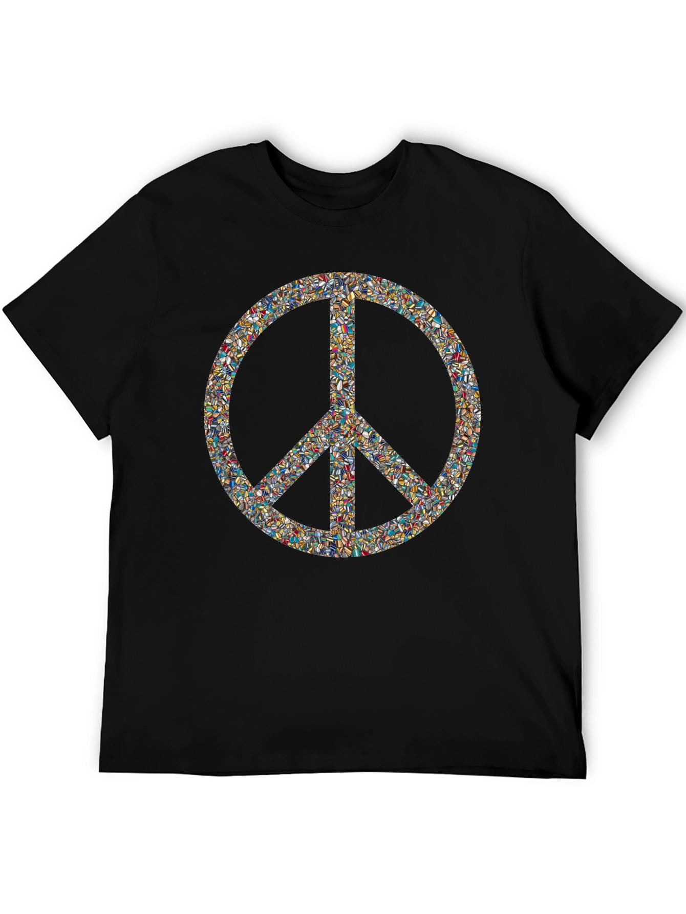 Peace Sign Mosaic Black T-Shirt