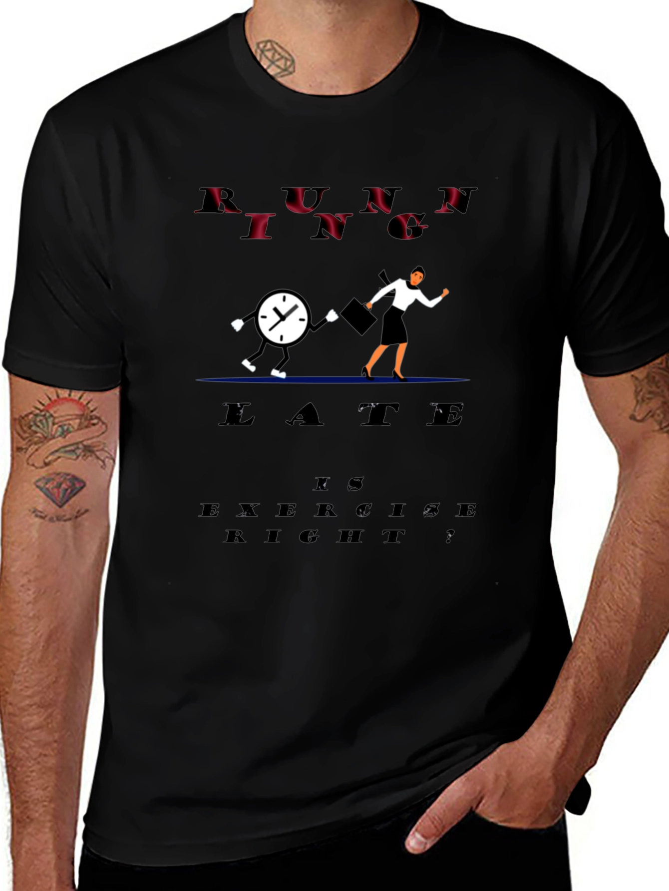 Running Late Black Graphic Tee