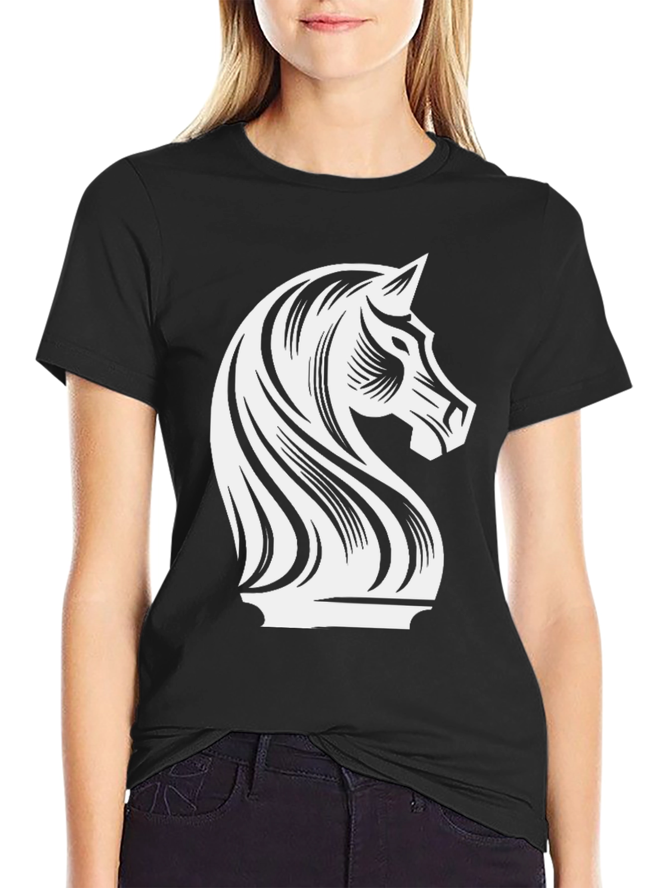 Chess Knight Graphic Tee - Stylish Black T-Shirt