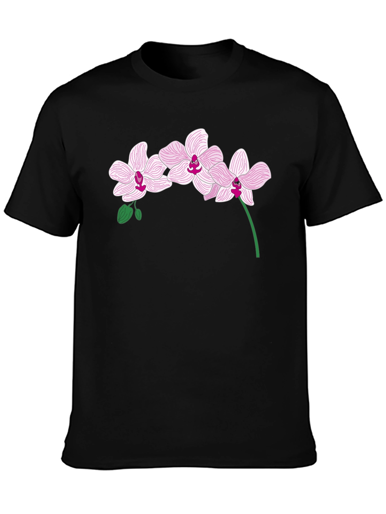 Orchid Flower Graphic T-Shirt - Black