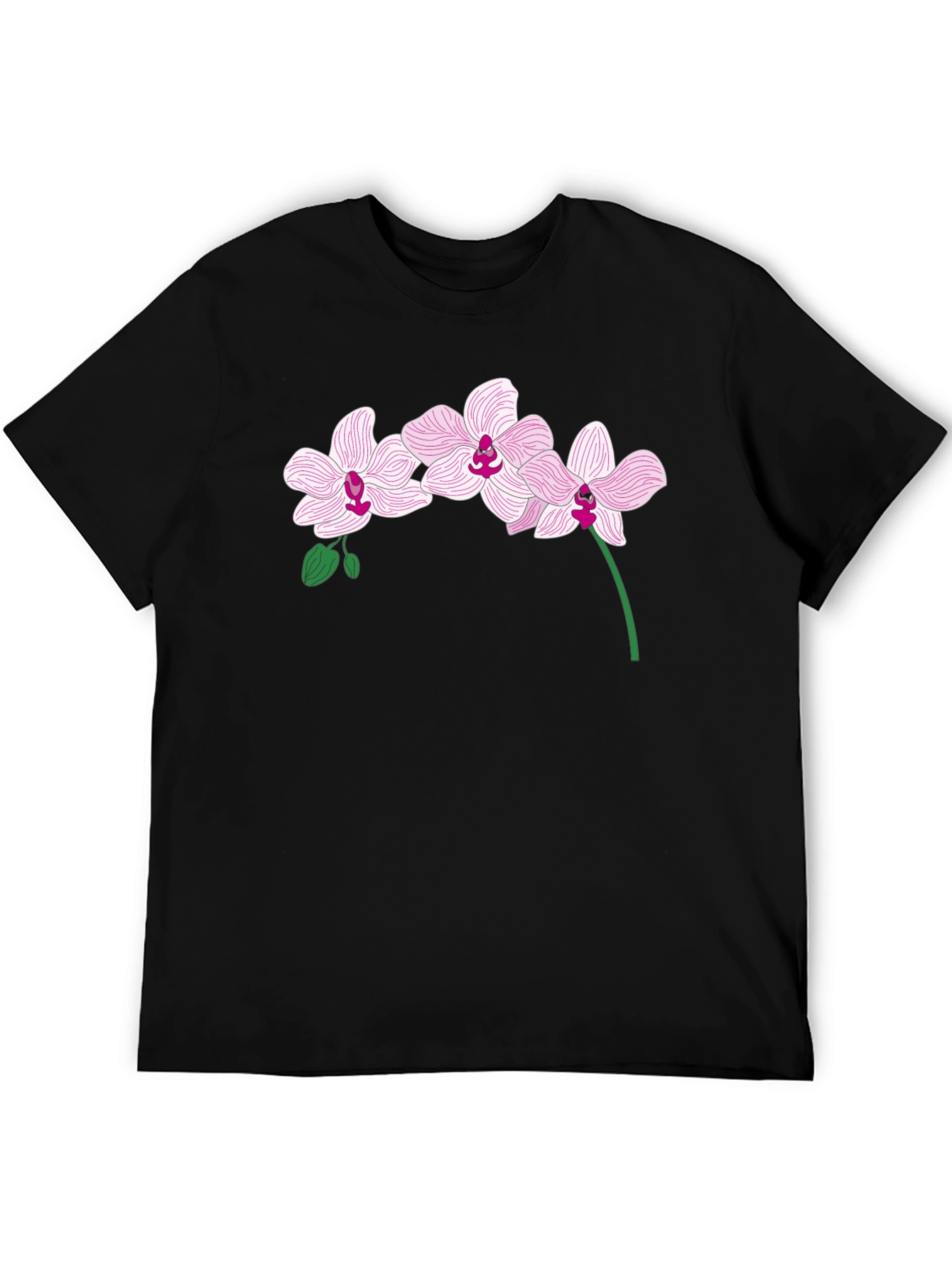 Orchid Flower Graphic T-Shirt - Black