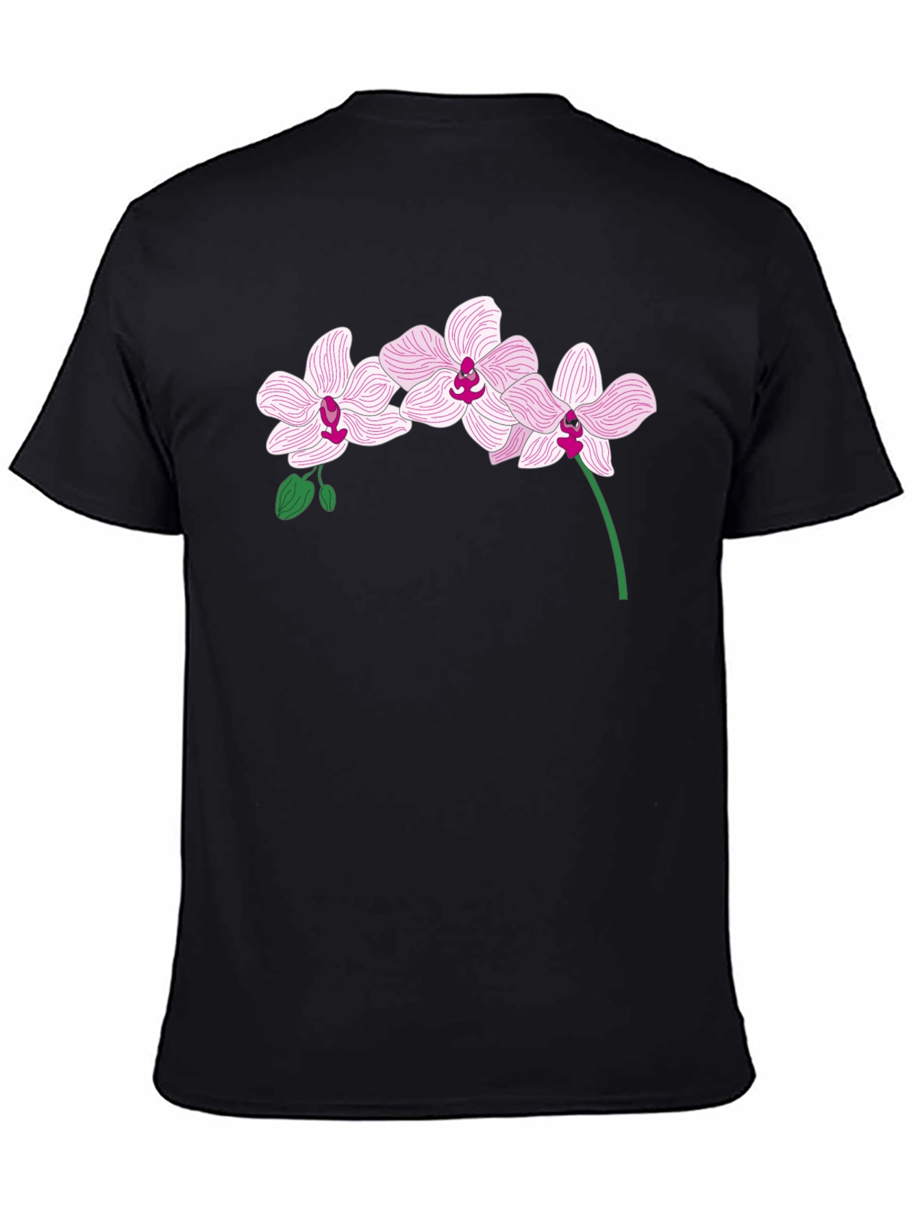 Orchid Flower Graphic T-Shirt - Black
