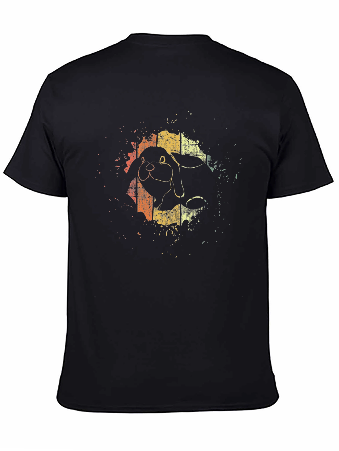 Retro Rabbit Graphic Tee - Black Cotton Blend