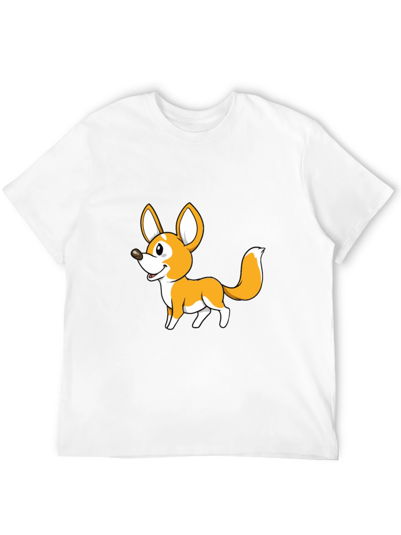 Cute Cartoon Fox Graphic Tee - Black