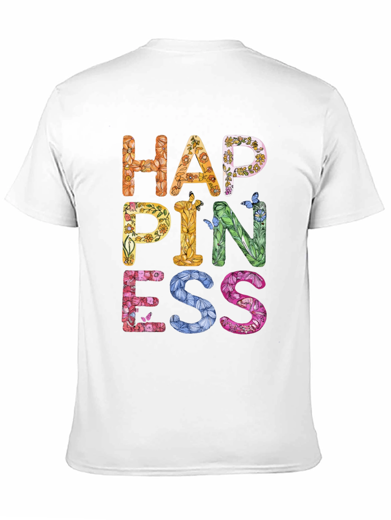 Floral Happiness Graphic Tee - Black Casual T-Shirt
