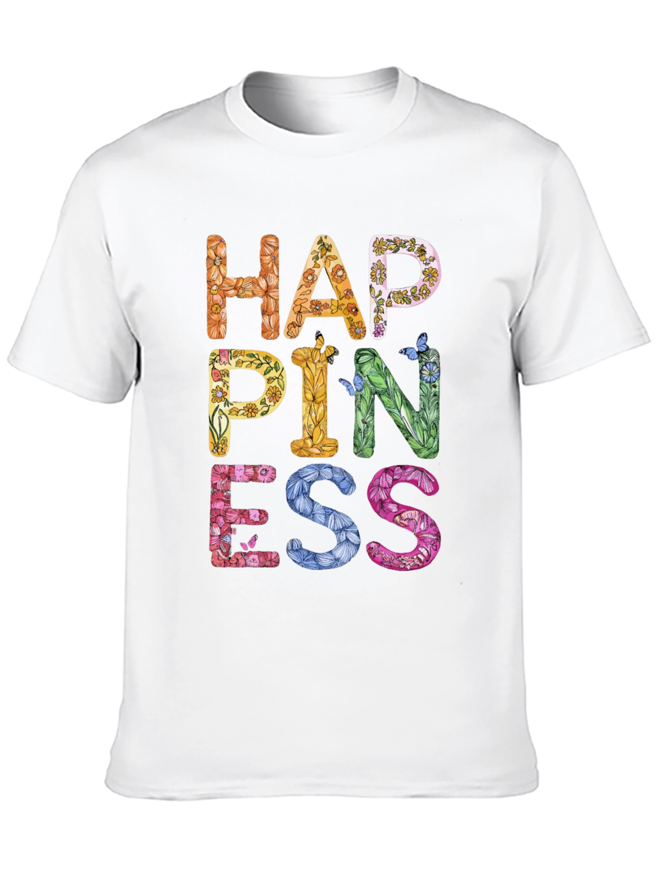 Floral Happiness Graphic Tee - Black Casual T-Shirt